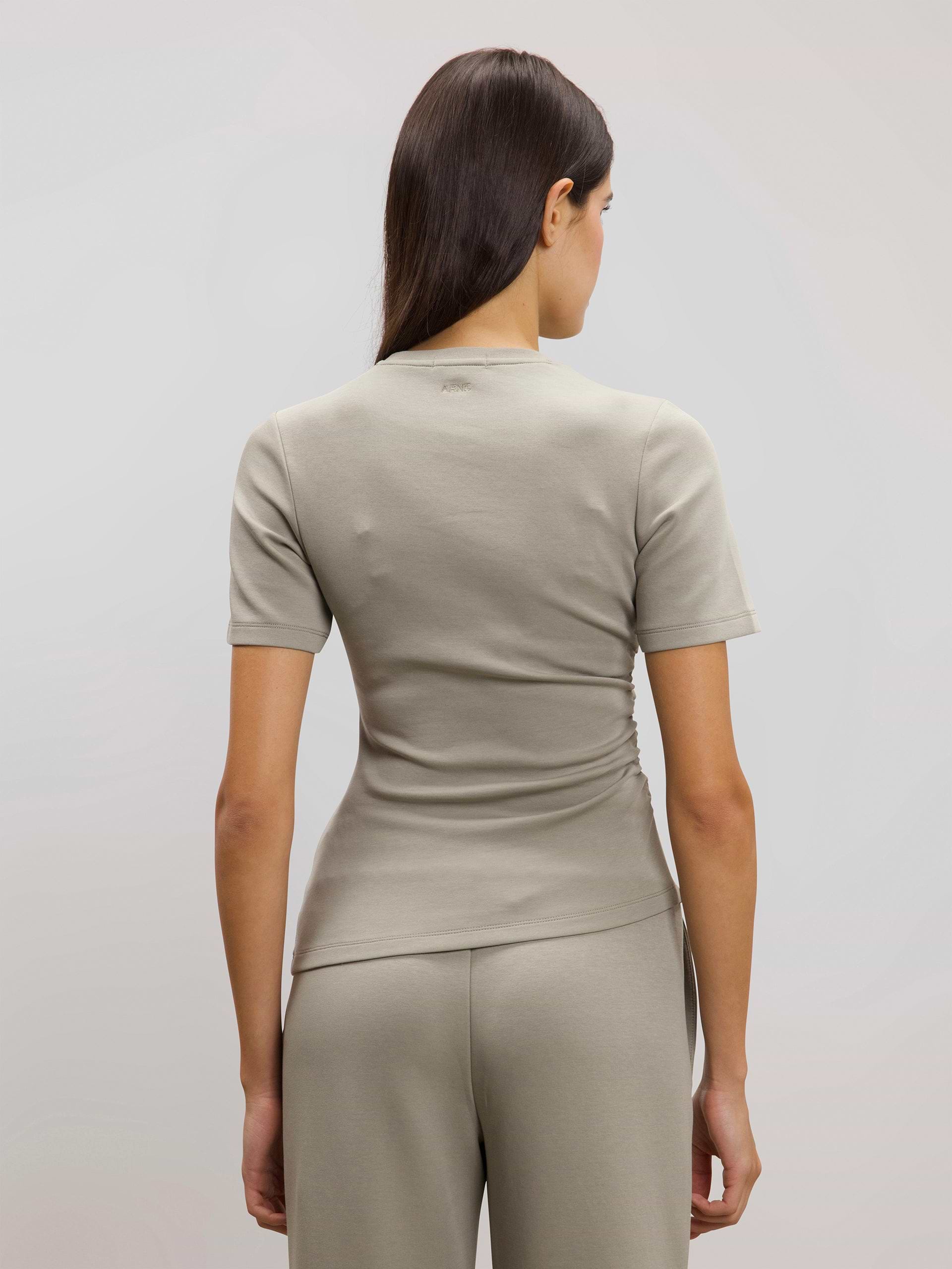 Womens Luxe Fitted Waist T-Shirt in Stone