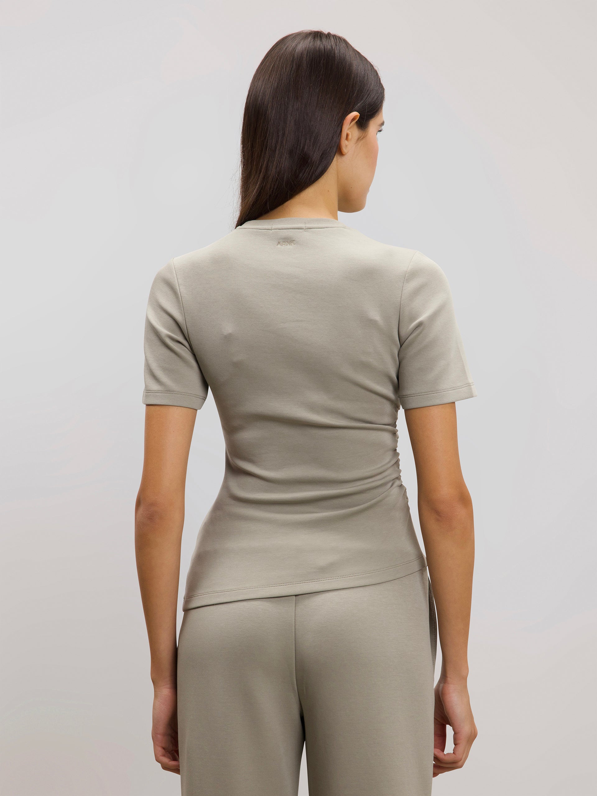 Womens Luxe Fitted Waist T-Shirt in Stone