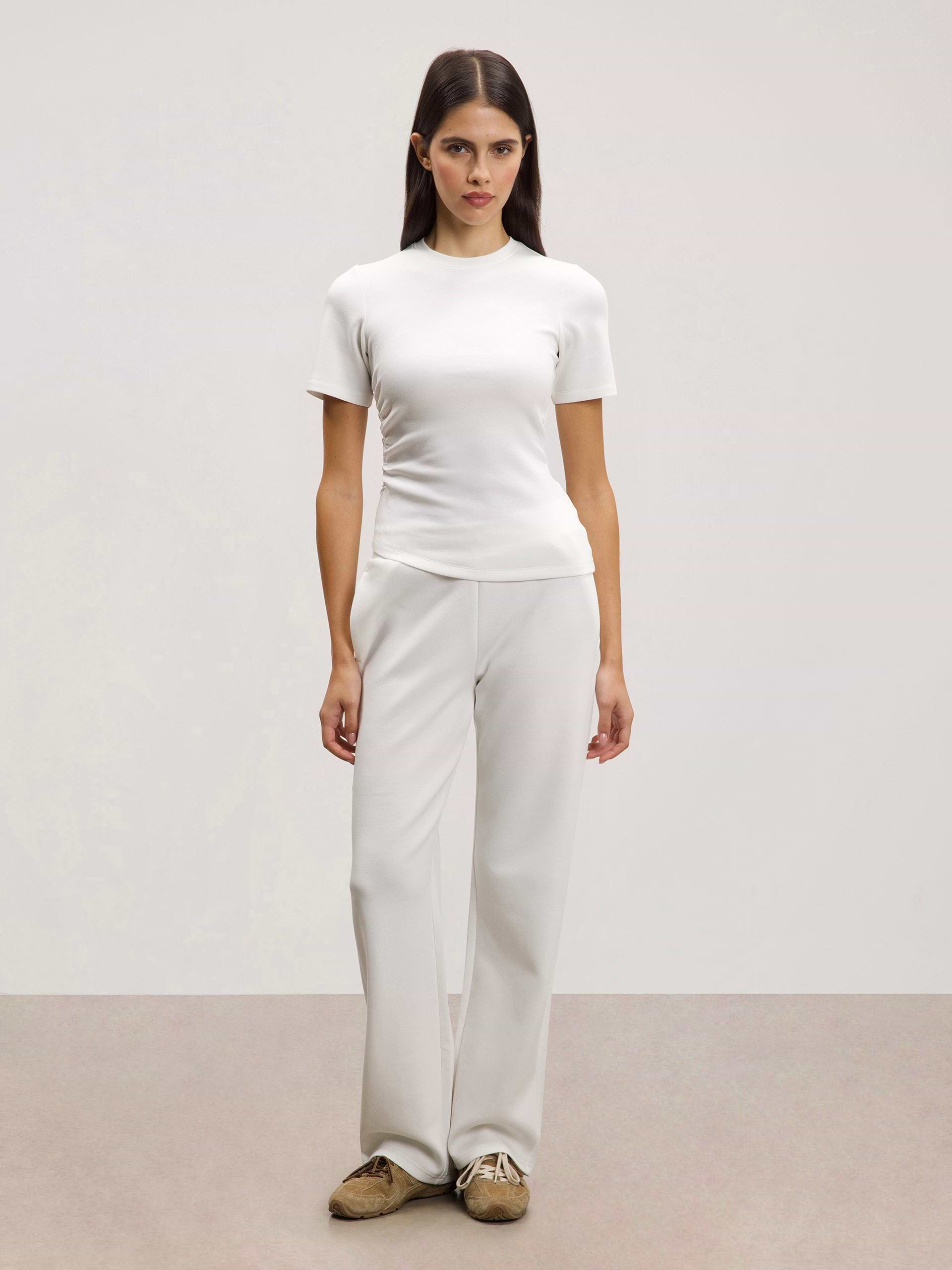 Womens Luxe Fitted Waist T-Shirt in Ecru