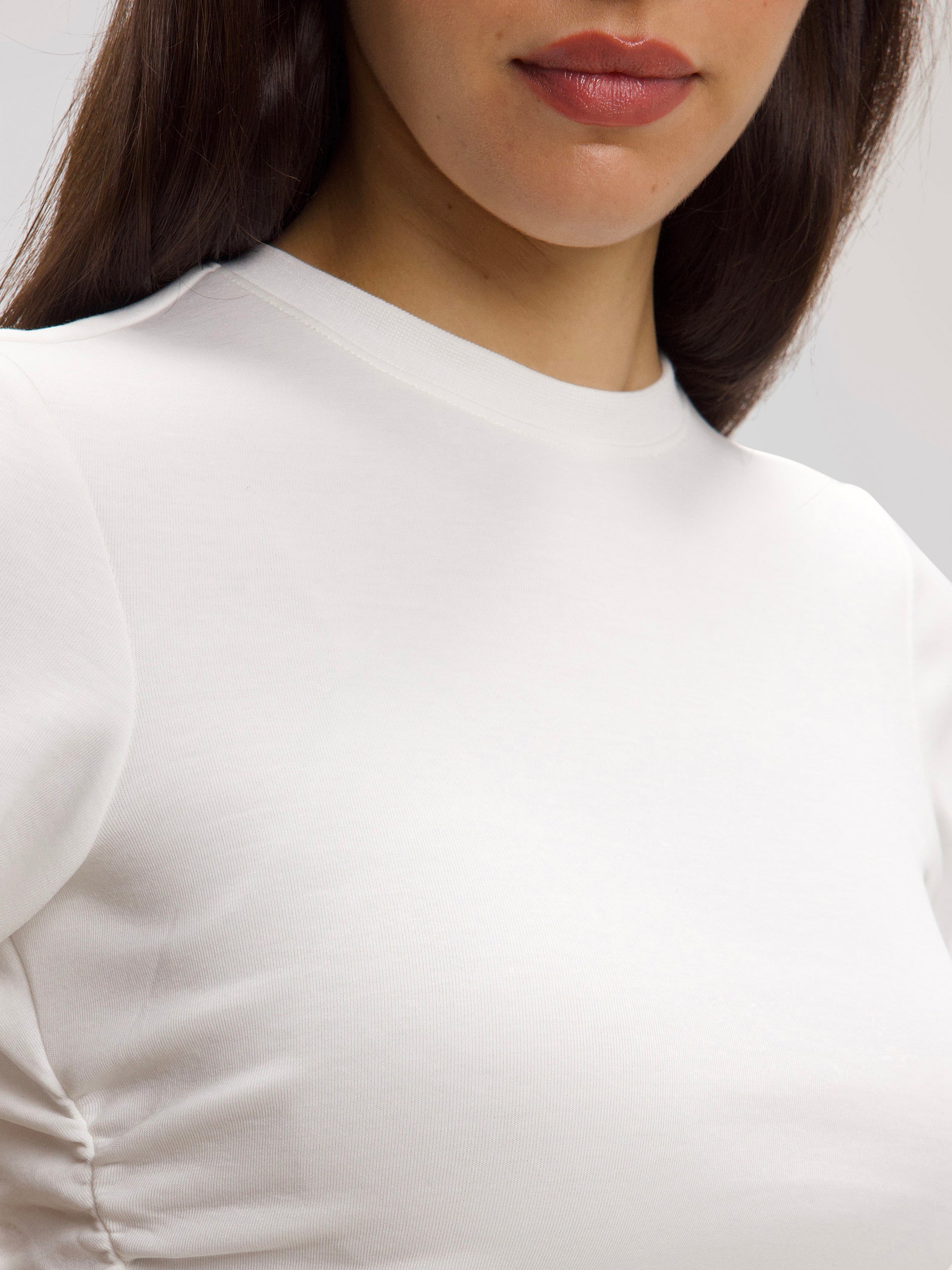 Womens Luxe Fitted Waist T-Shirt in Ecru