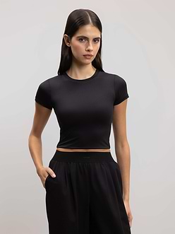 Womens Double Layered T-Shirt in Black