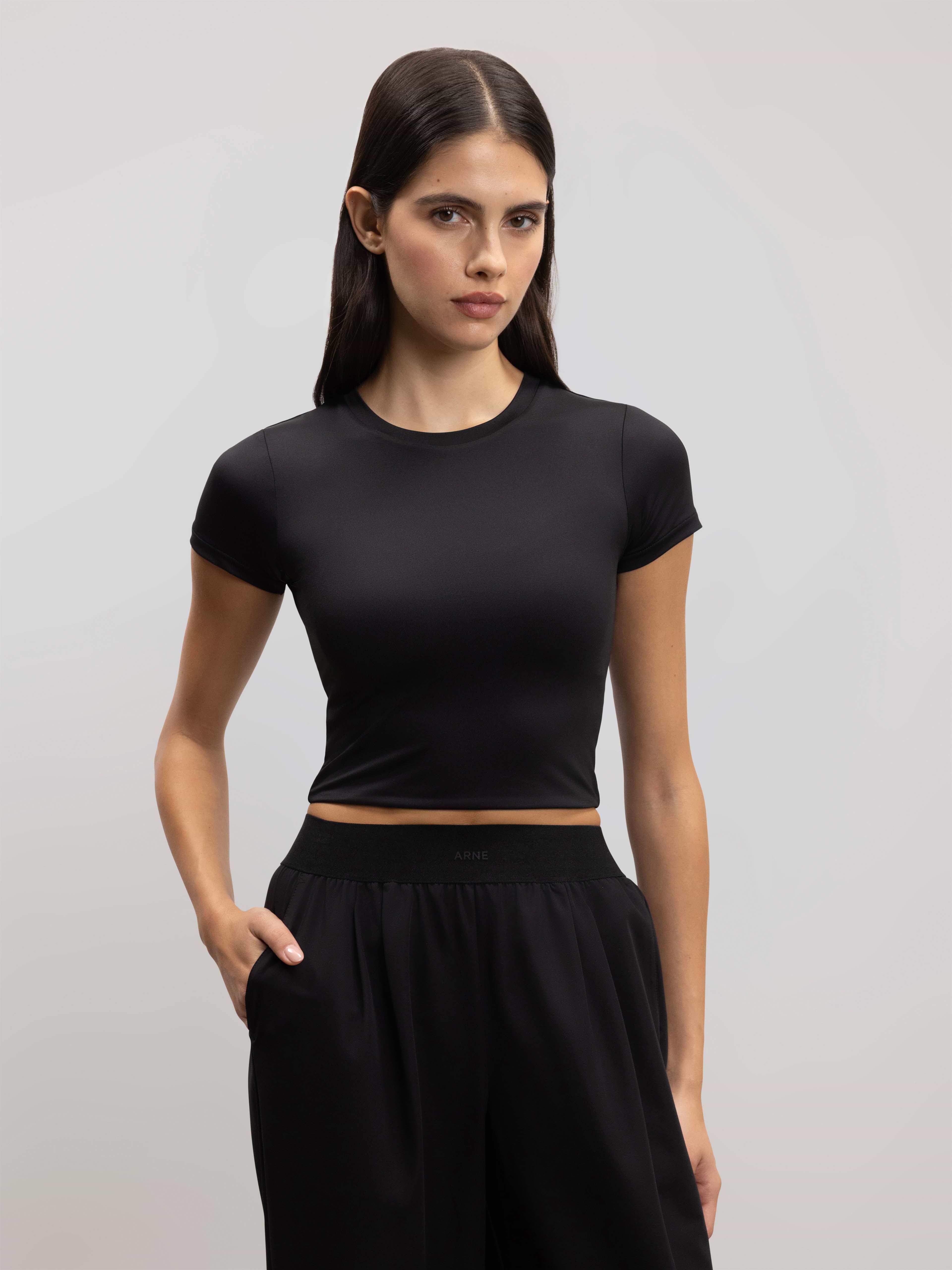 Womens Double Layered T-Shirt in Black