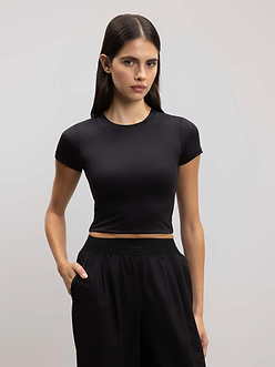 Womens Double Layered T-Shirt in Black