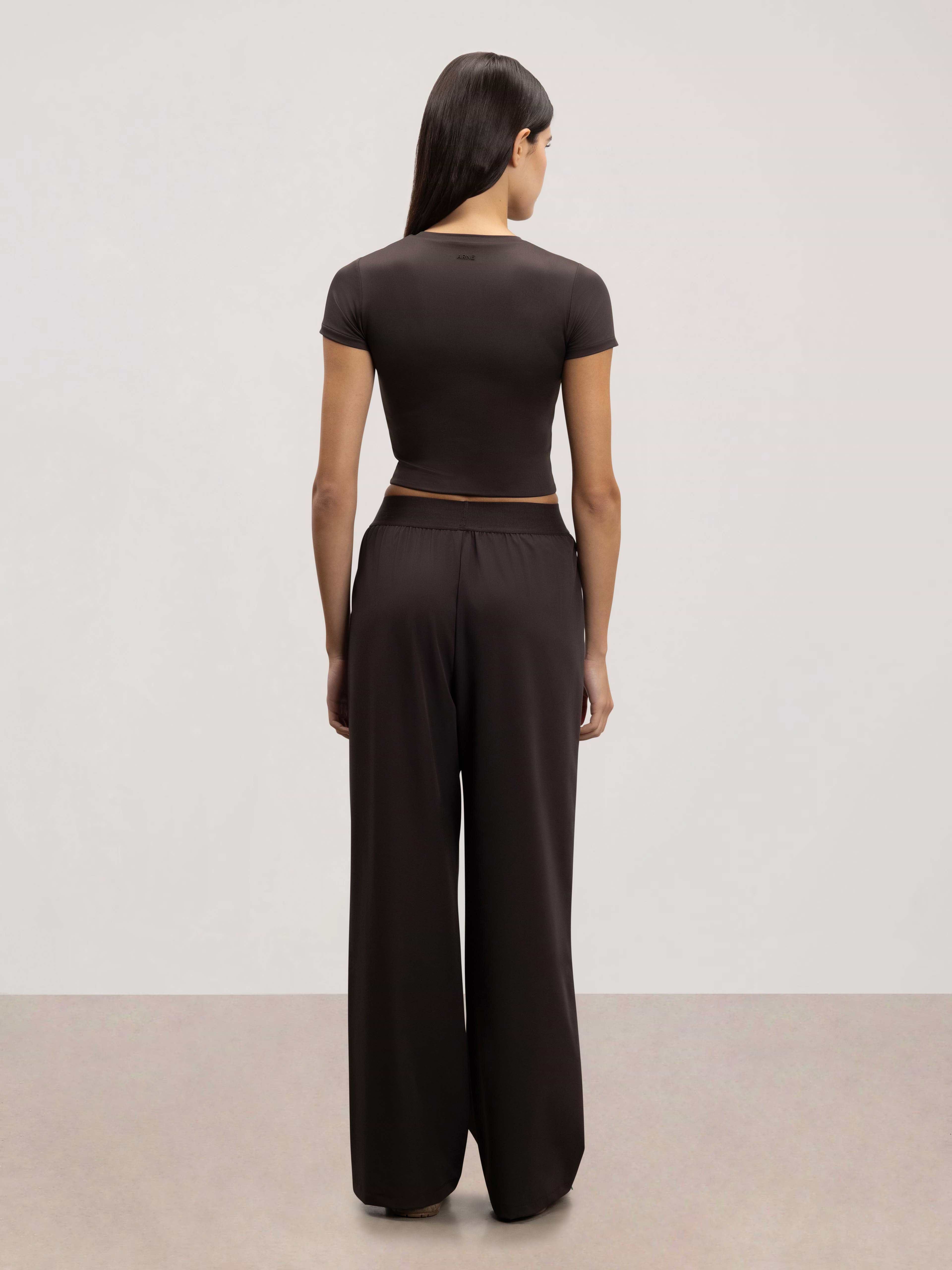 Womens Elasticated Waistband Trouser in Brown
