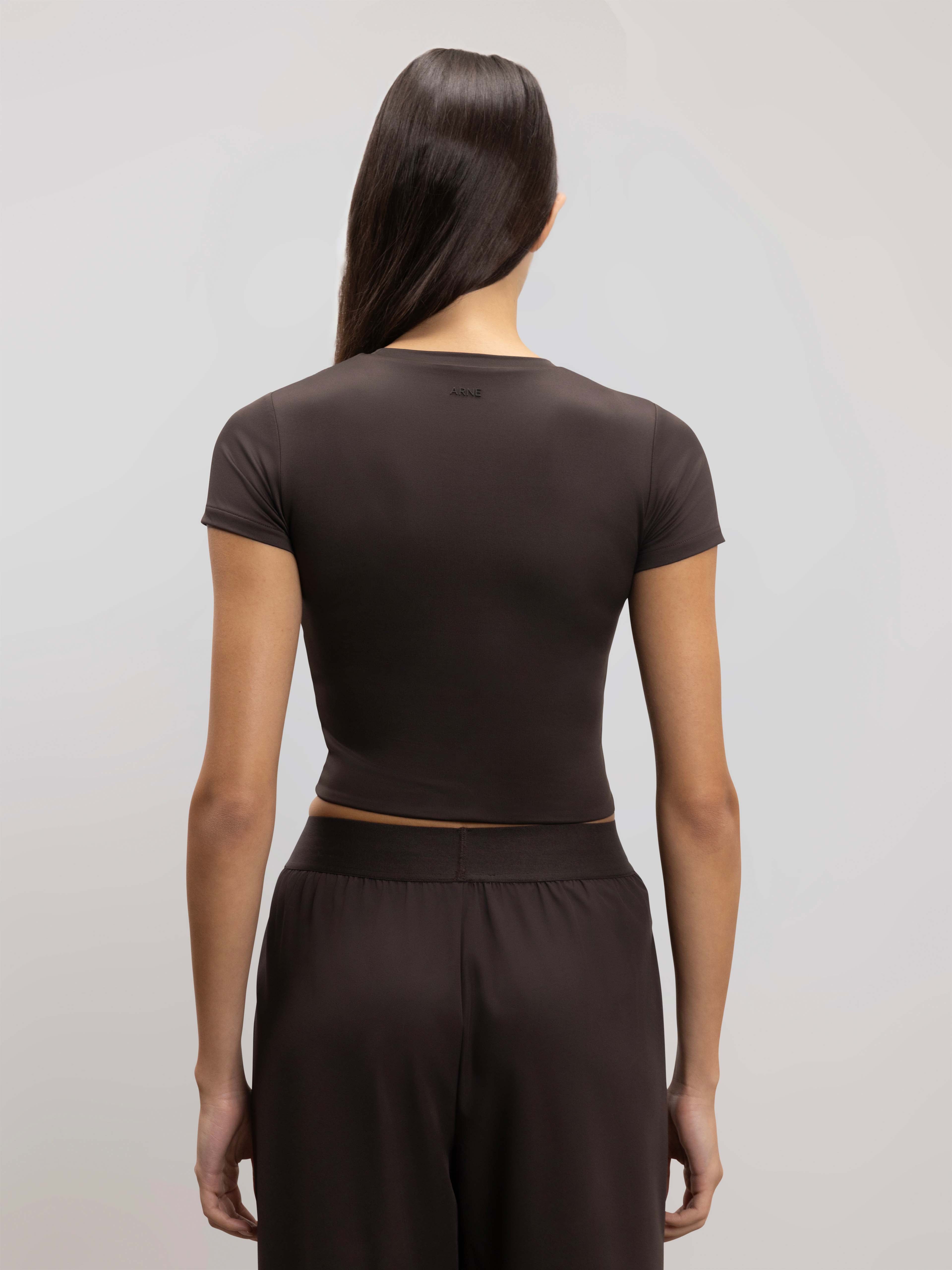 Womens Double Layered T-Shirt in Brown