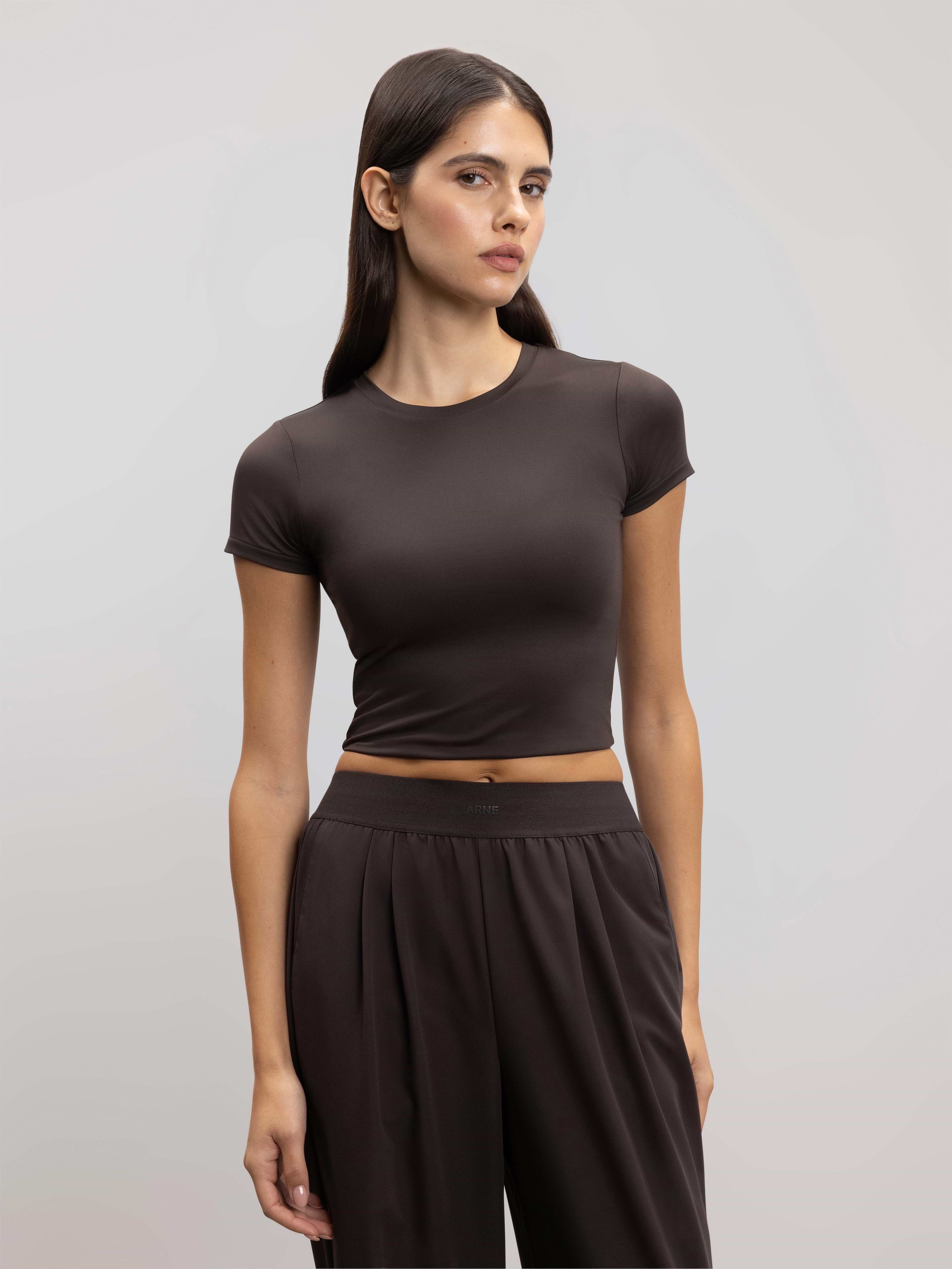 Womens Double Layered T-Shirt in Brown