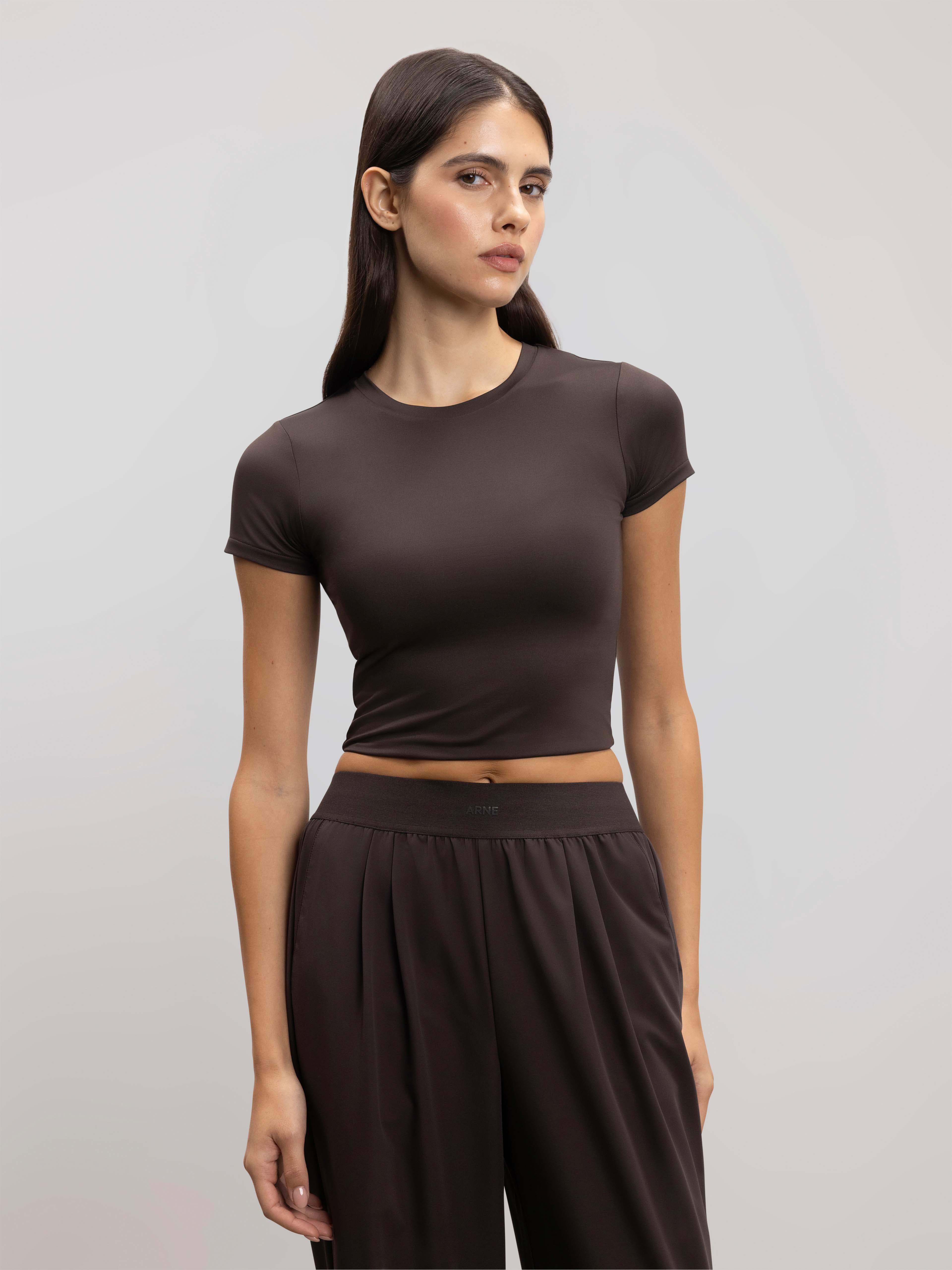 Womens Double Layered T-Shirt in Brown