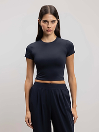 Womens Double Layered T-Shirt in Navy