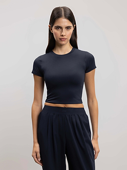 Womens Double Layered T-Shirt in Navy