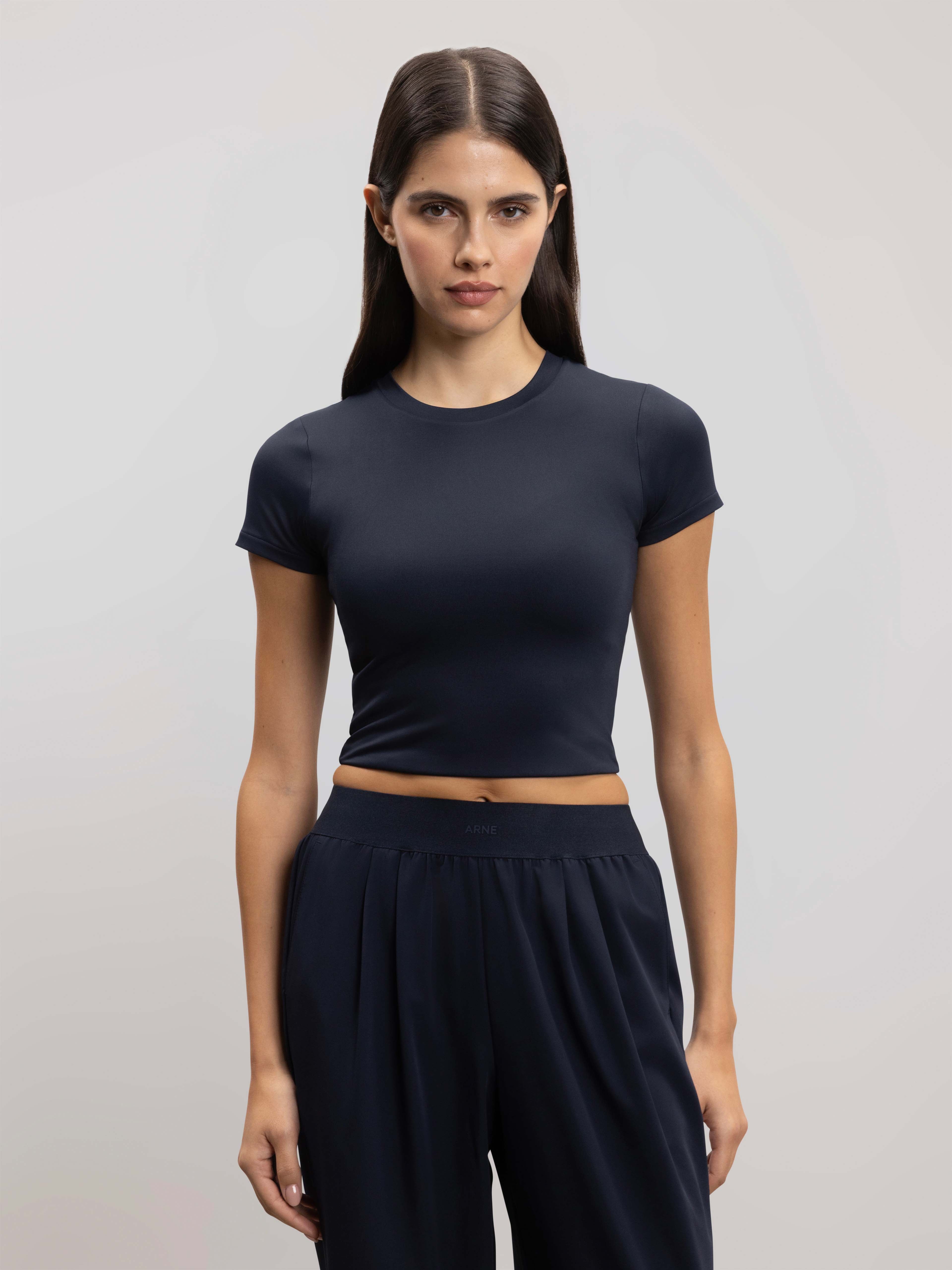 Womens Double Layered T-Shirt in Navy