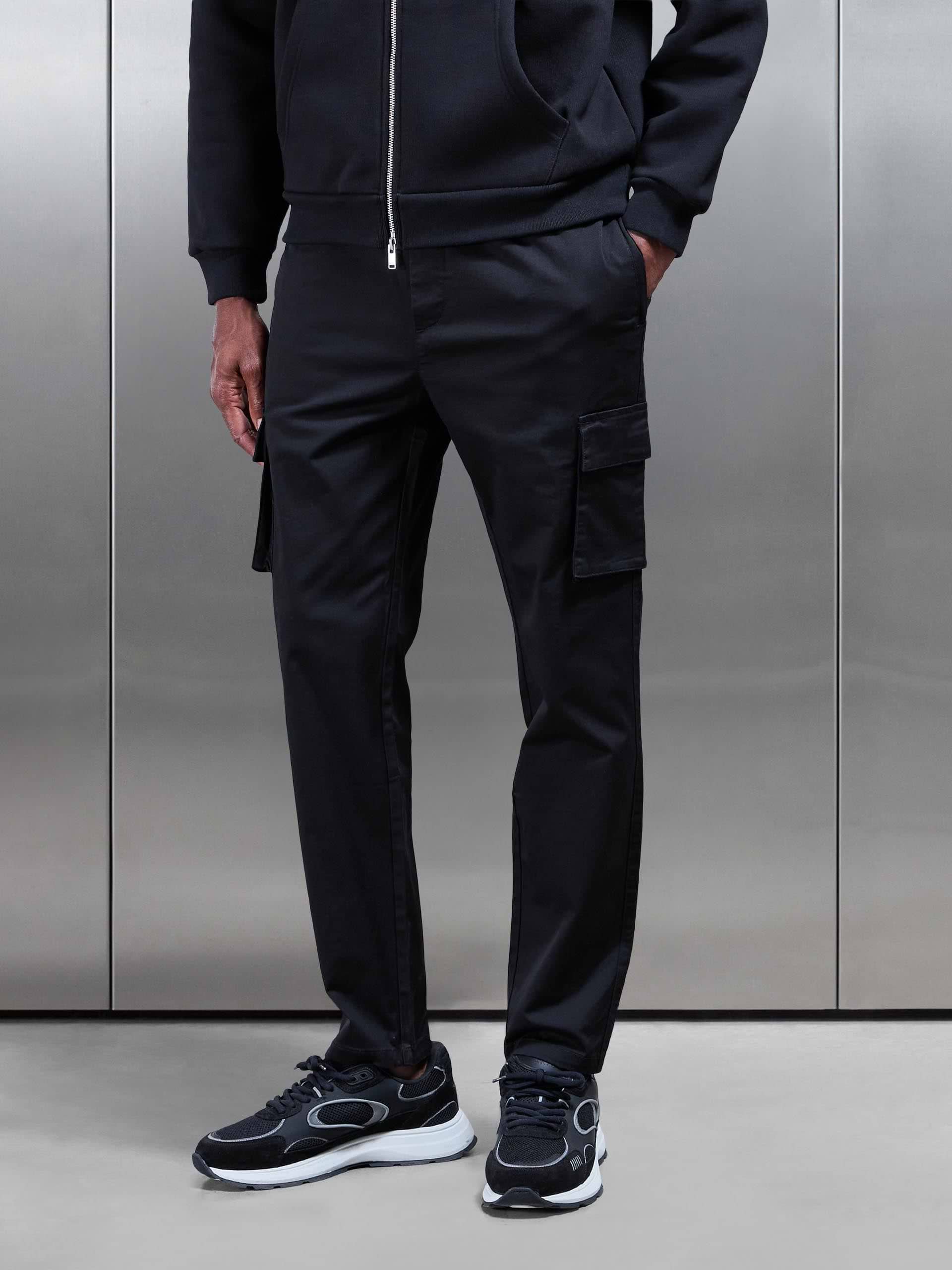 3D Cotton Cargo Pant in Black