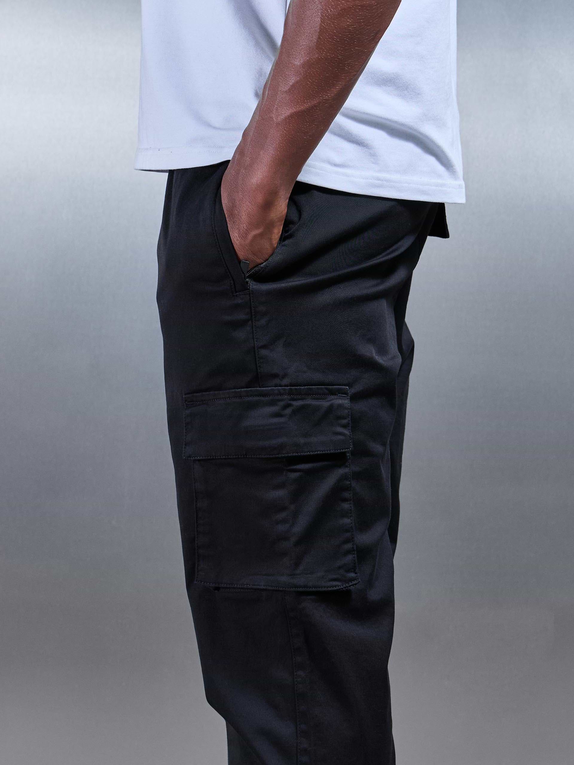 3D Cotton Cargo Pant in Black
