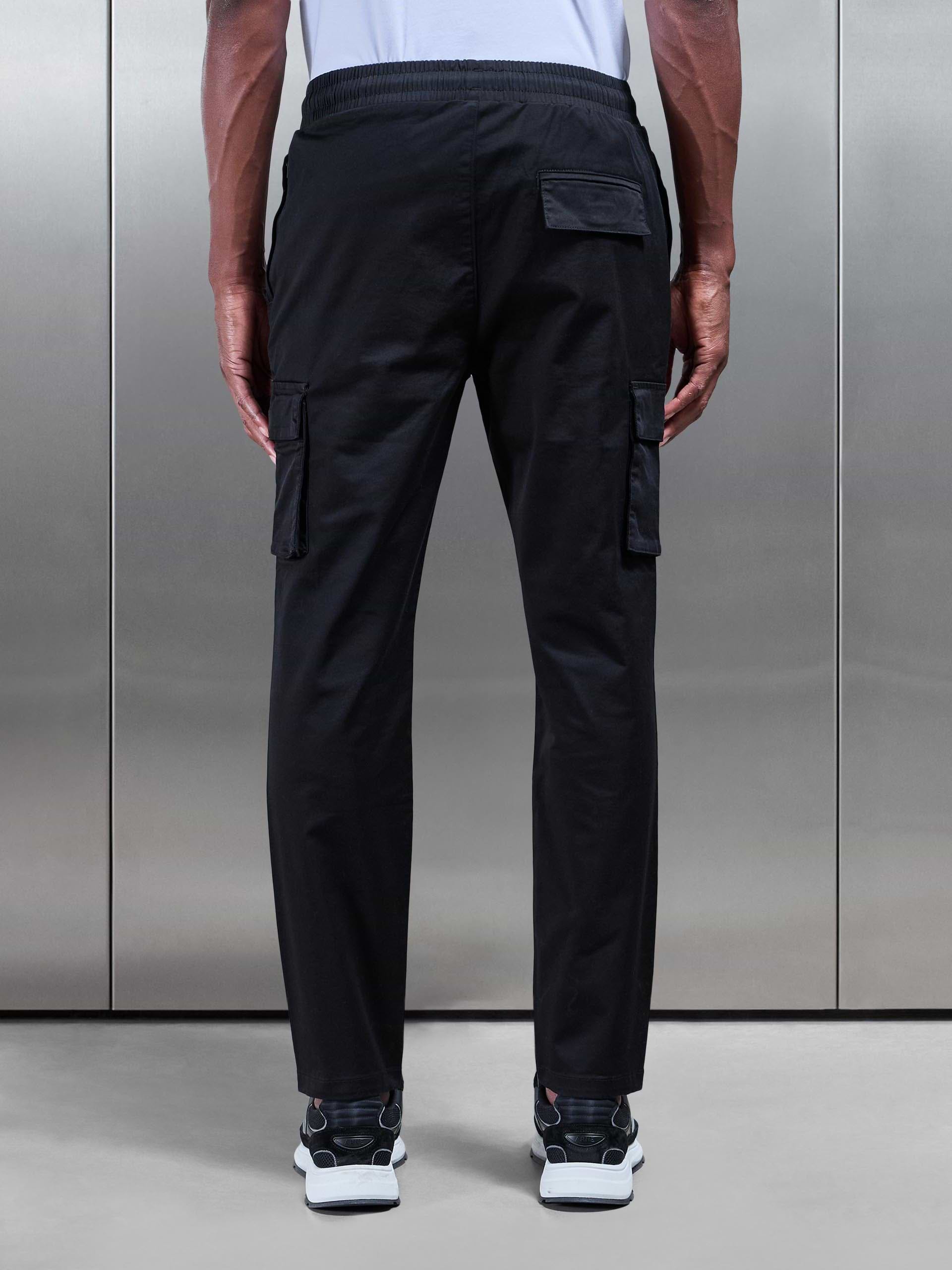 3D Cotton Cargo Pant in Black