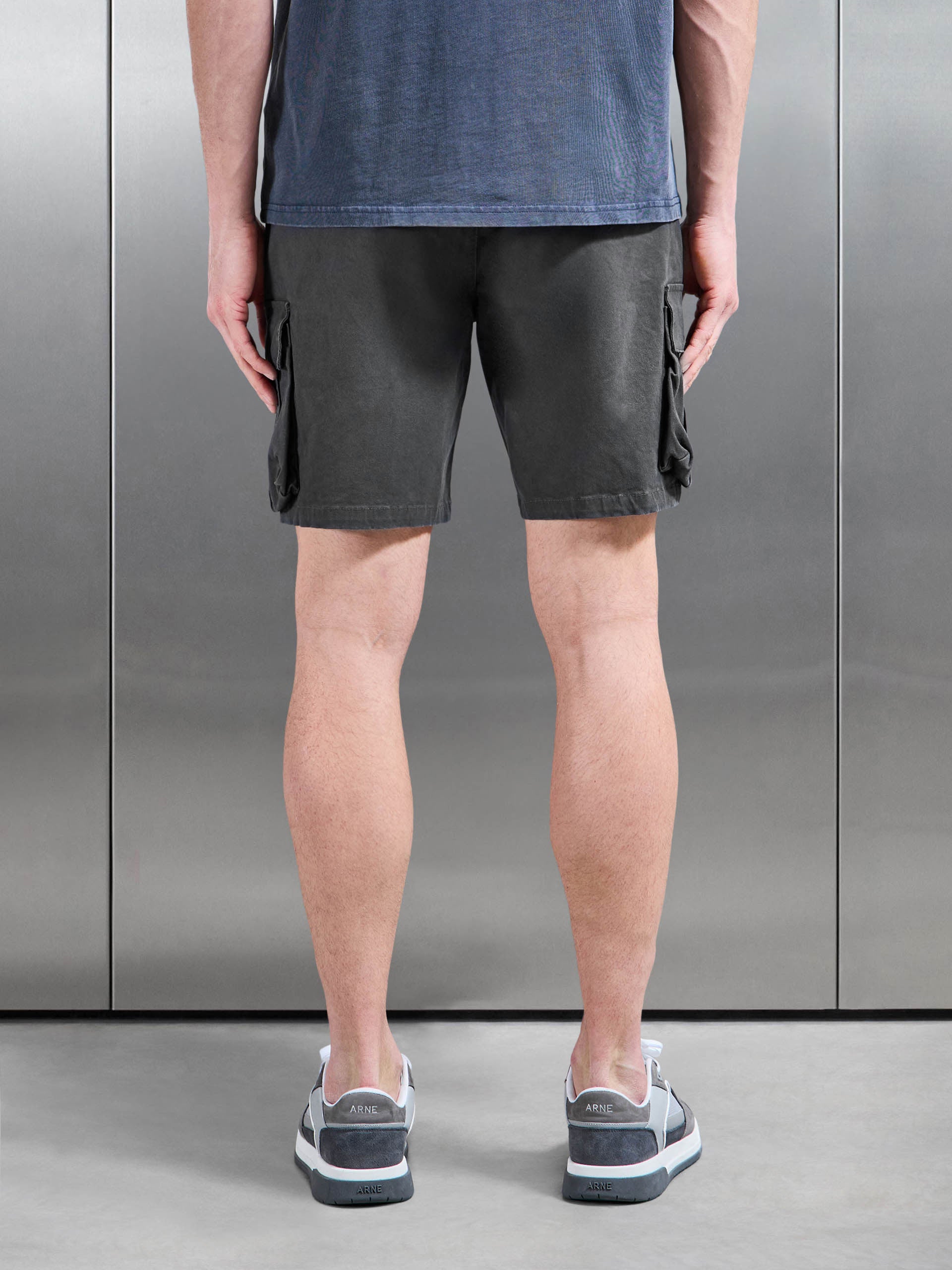 3D Cotton Cargo Short in Grey