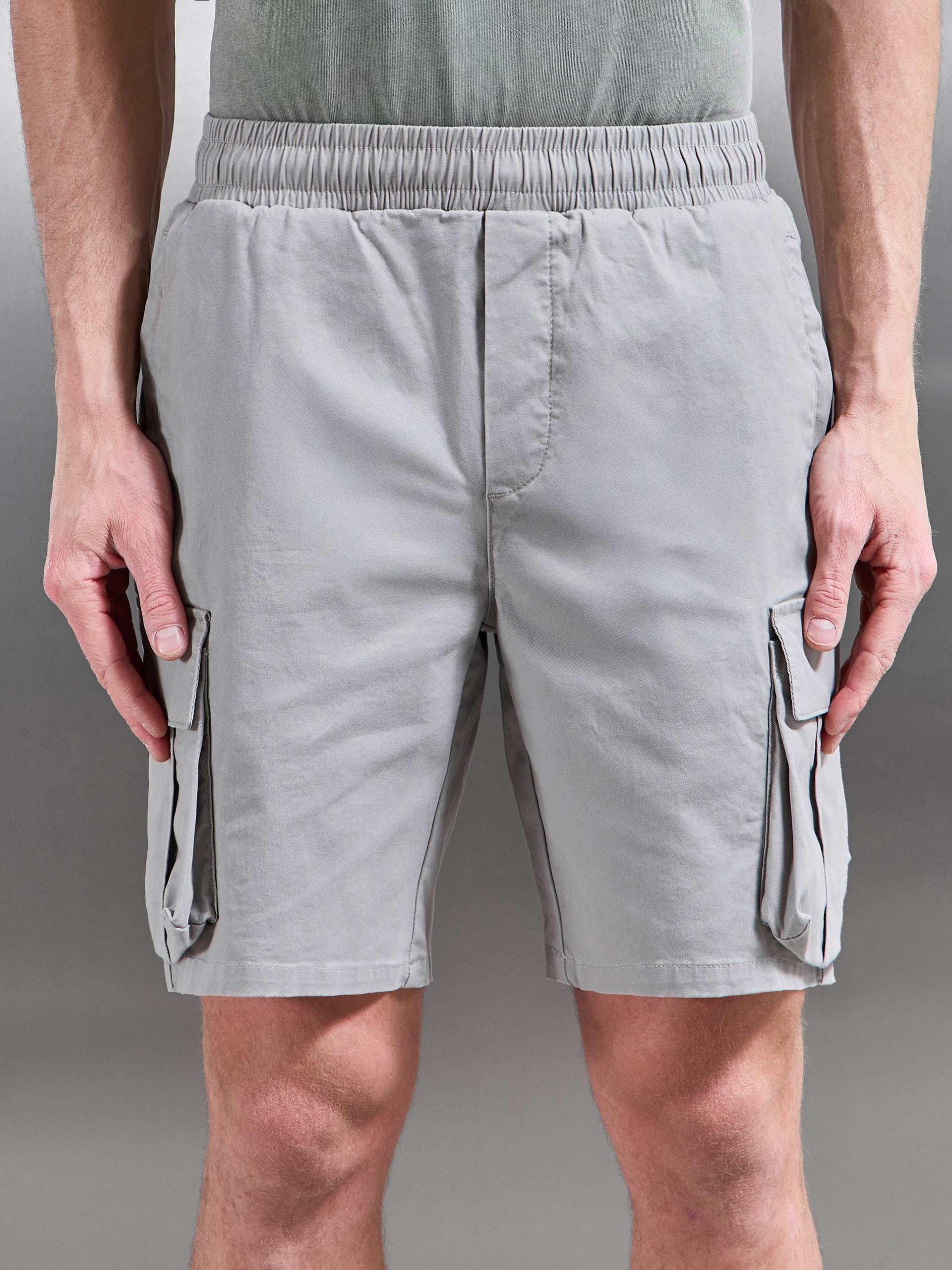 3D Cotton Cargo Short in Stone