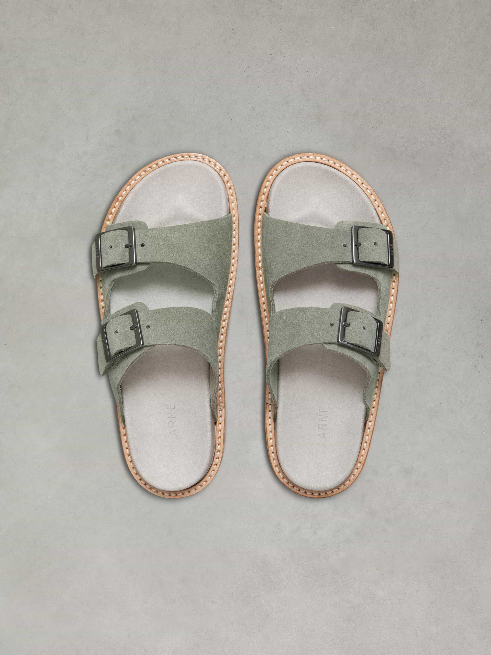 Womens Suede Sandal in Olive