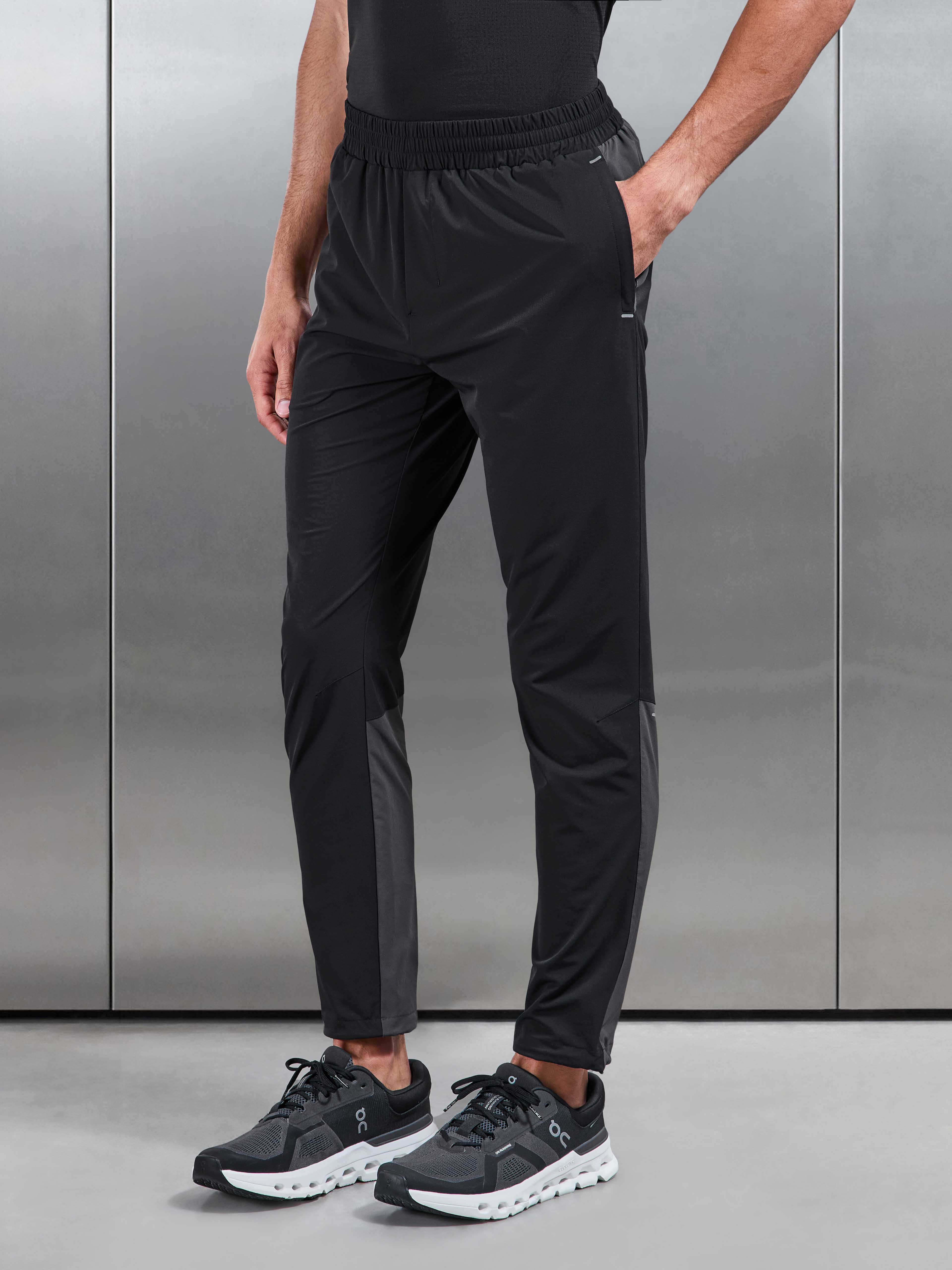 Active Colour Block Trackpant in Black