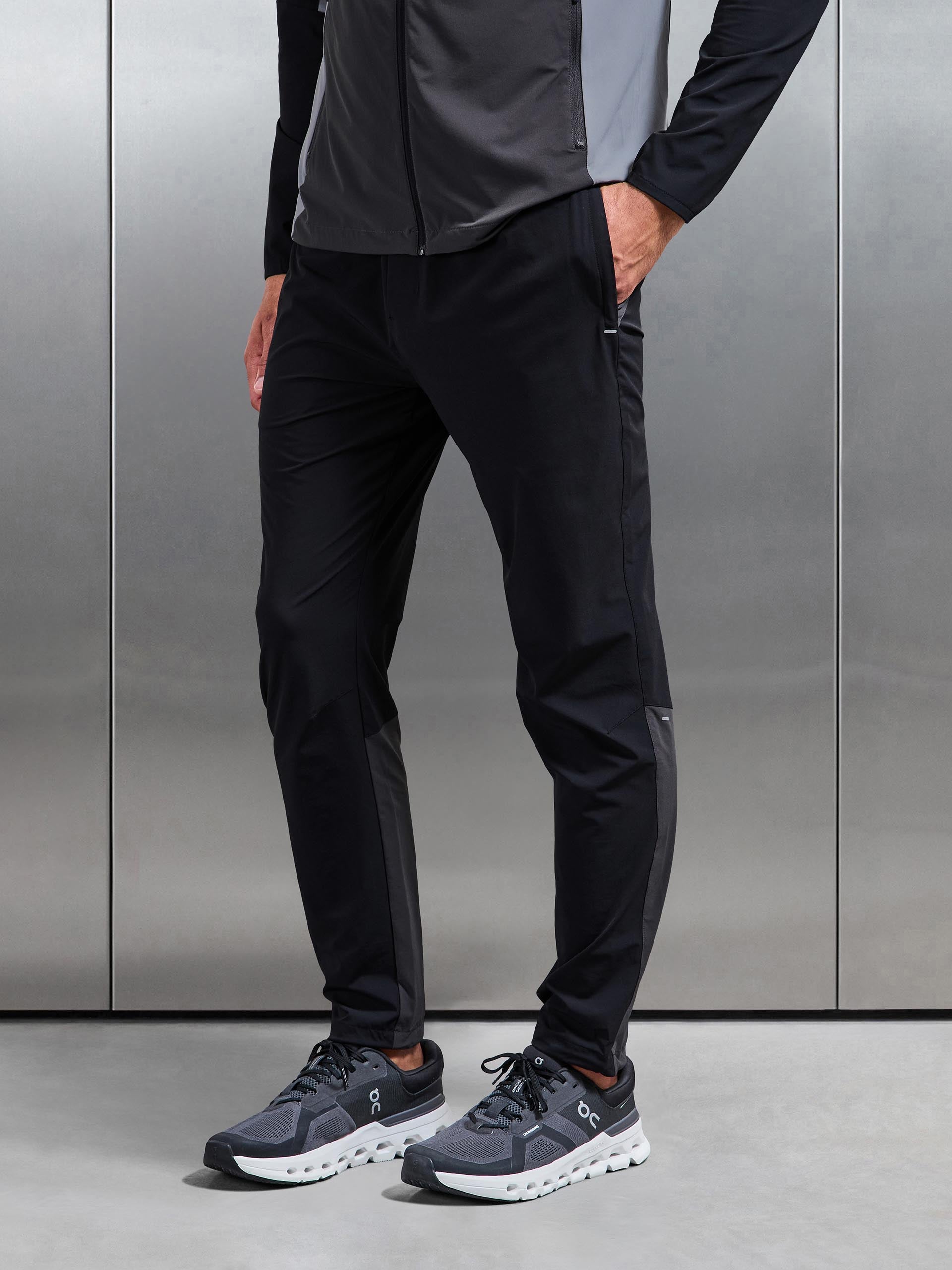 Active Colour Block Trackpant in Black