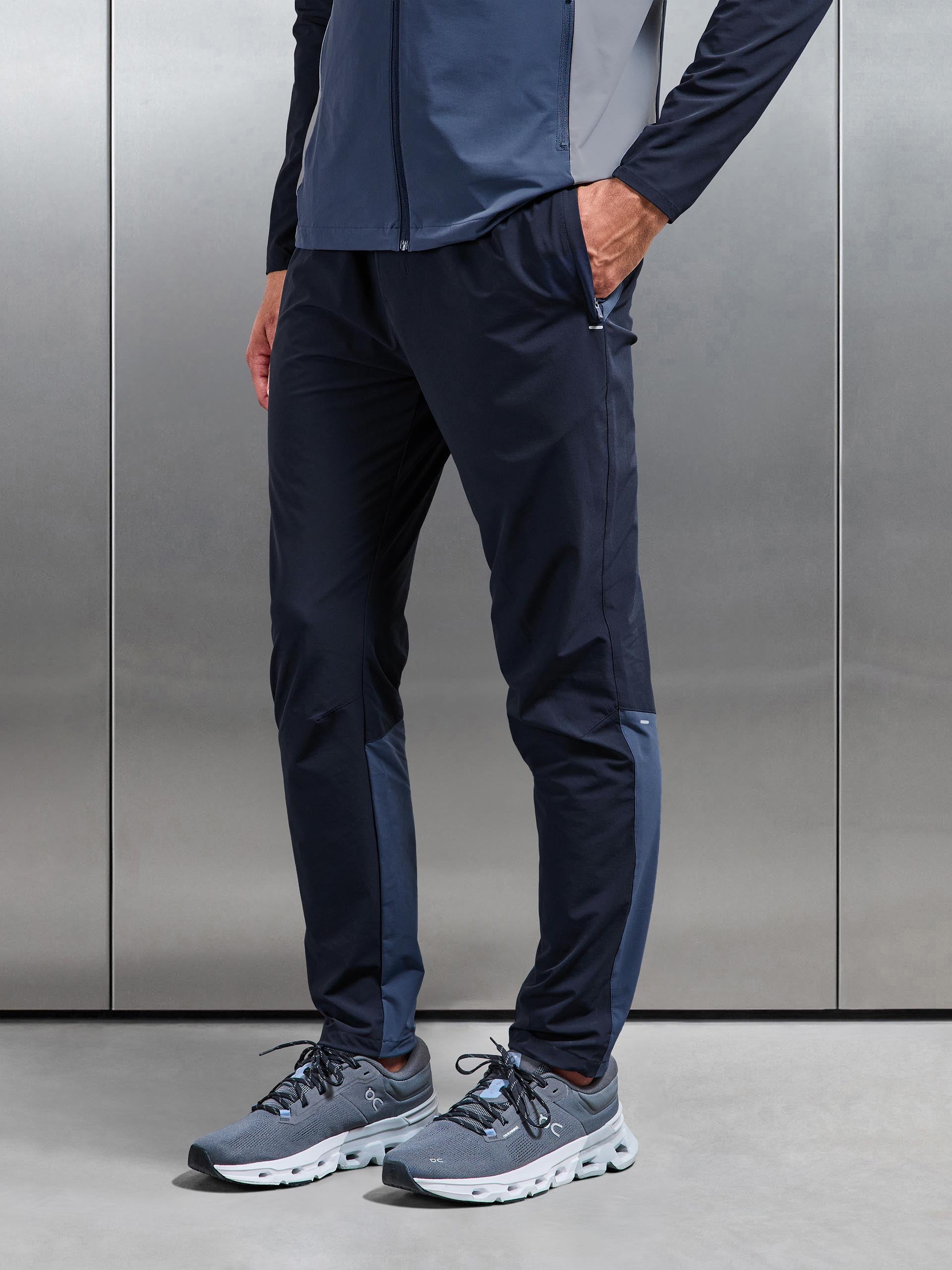 Active Colour Block Trackpant in Navy Steel Blue