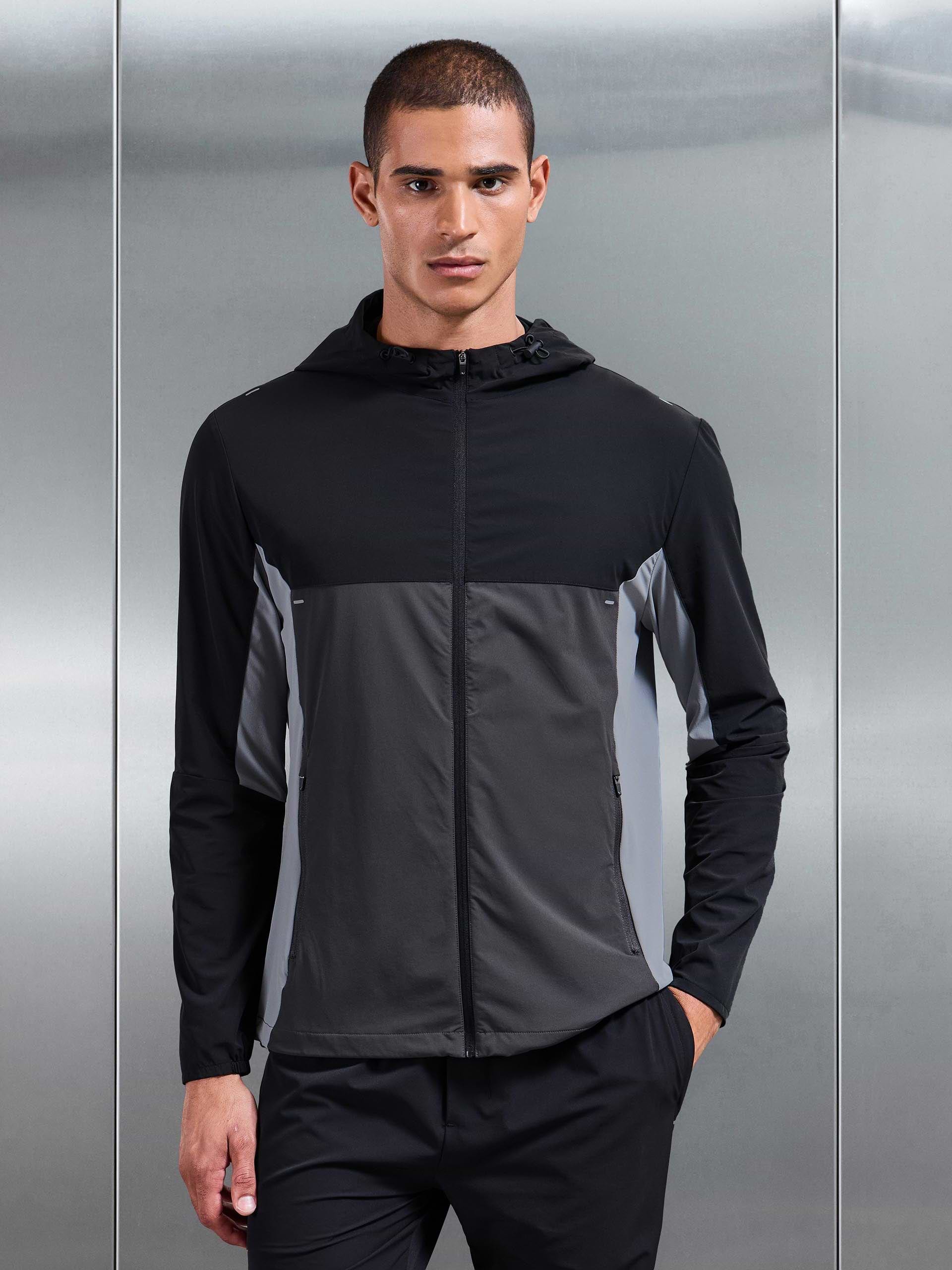 Active Colour Block Windbreaker in Black