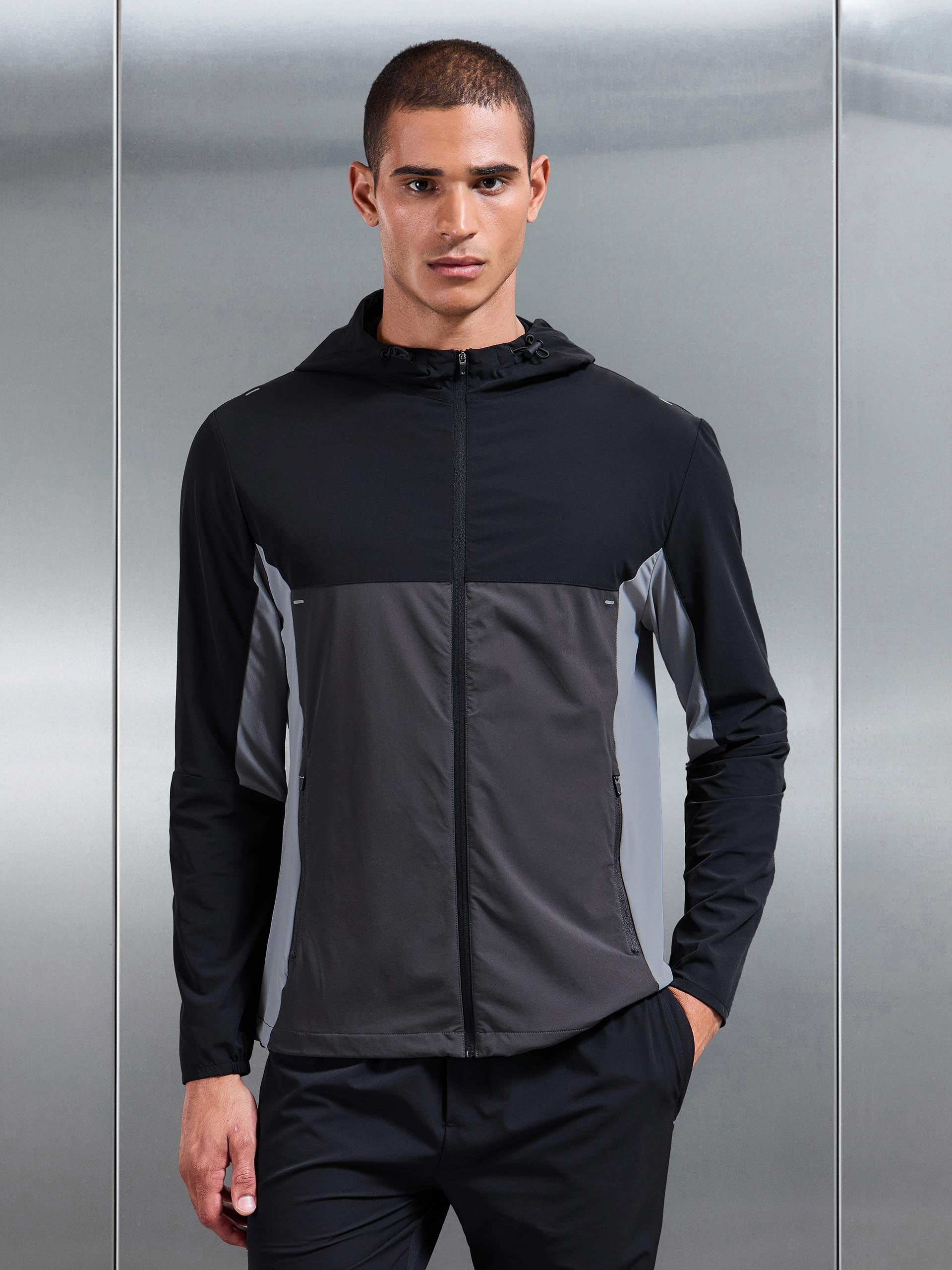 Active Colour Block Windbreaker in Black