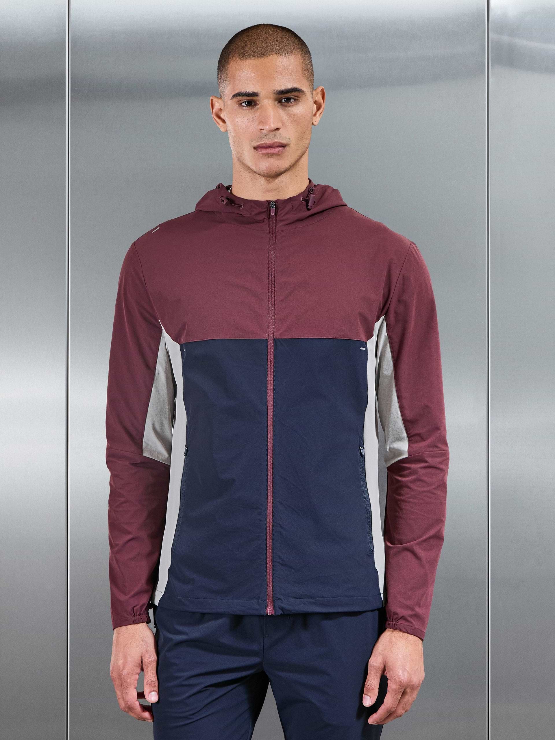 Active Colour Block Windbreaker in Burgundy