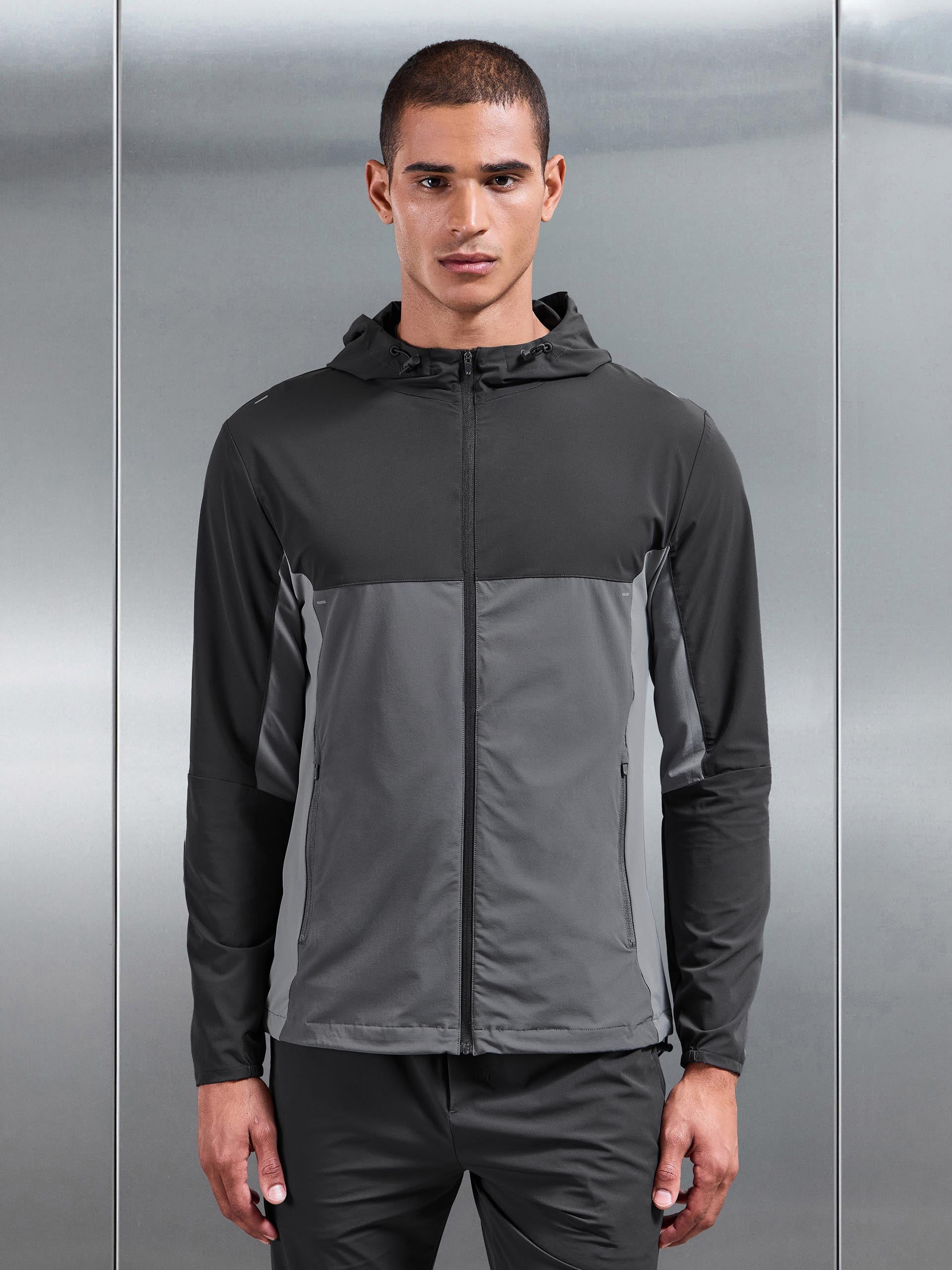 Active Colour Block Windbreaker in Grey