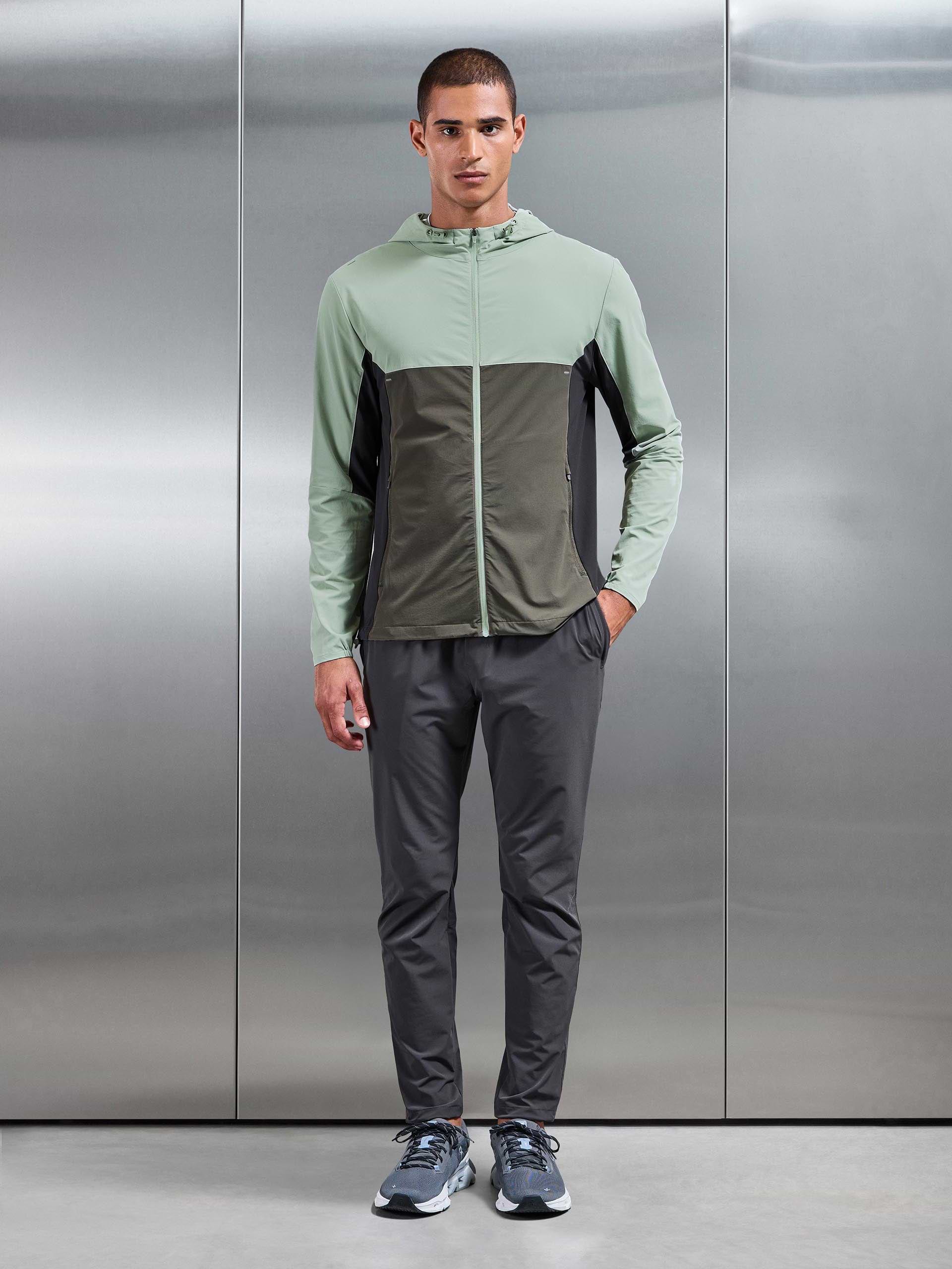 Active Colour Block Windbreaker in Olive