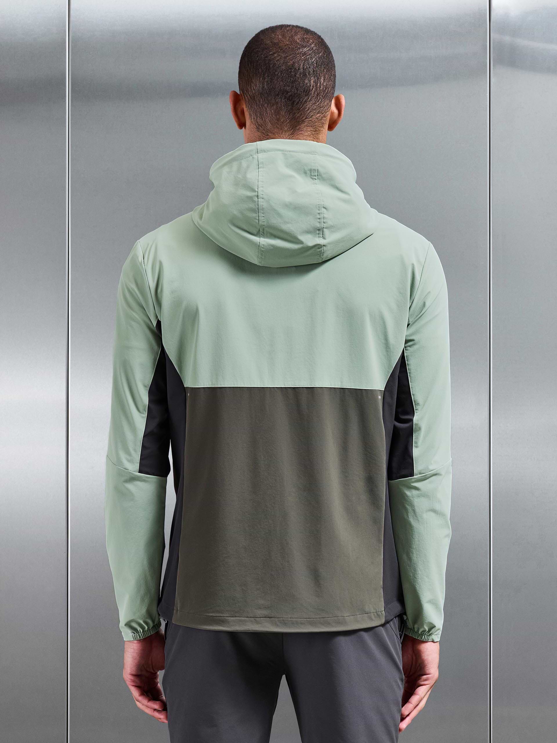 Active Colour Block Windbreaker in Olive