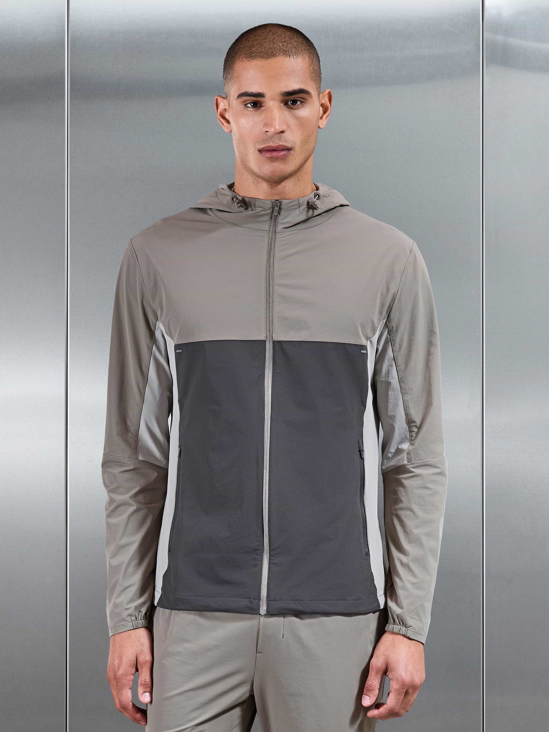Active Colour Block Windbreaker in Taupe