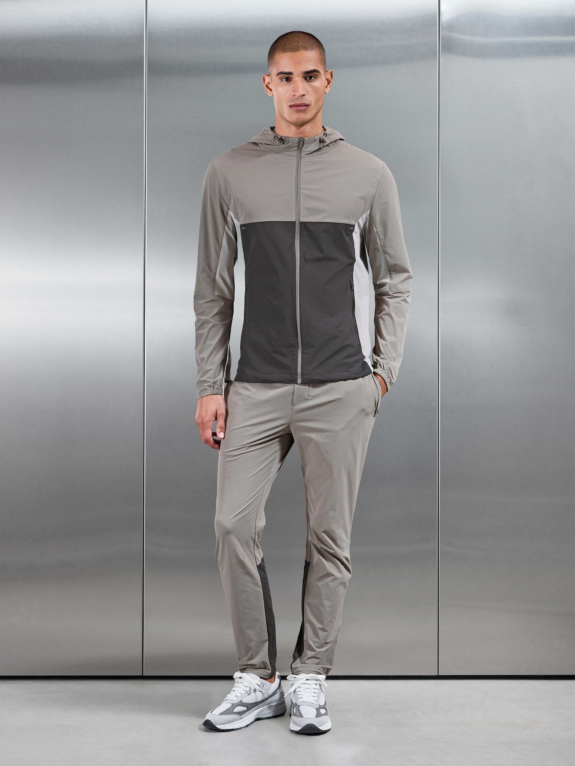 Active Colour Block Windbreaker in Taupe