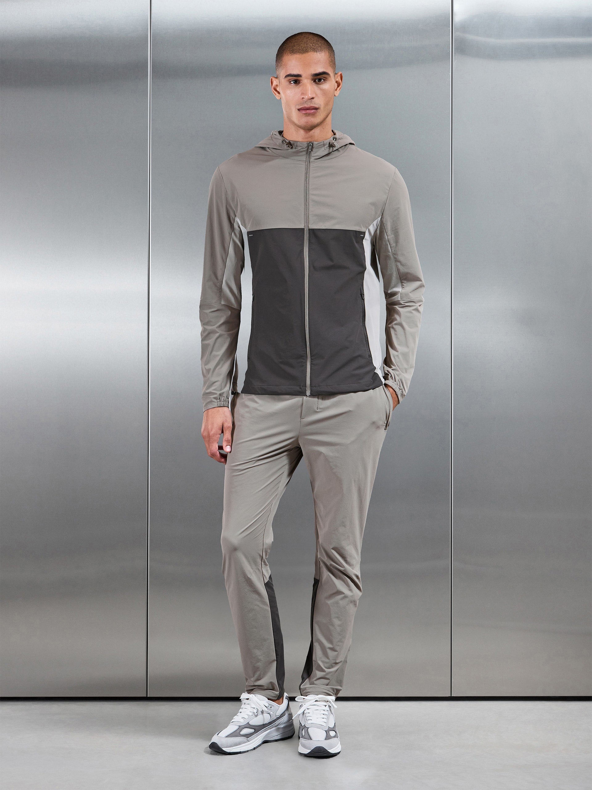 Active Colour Block Windbreaker in Taupe
