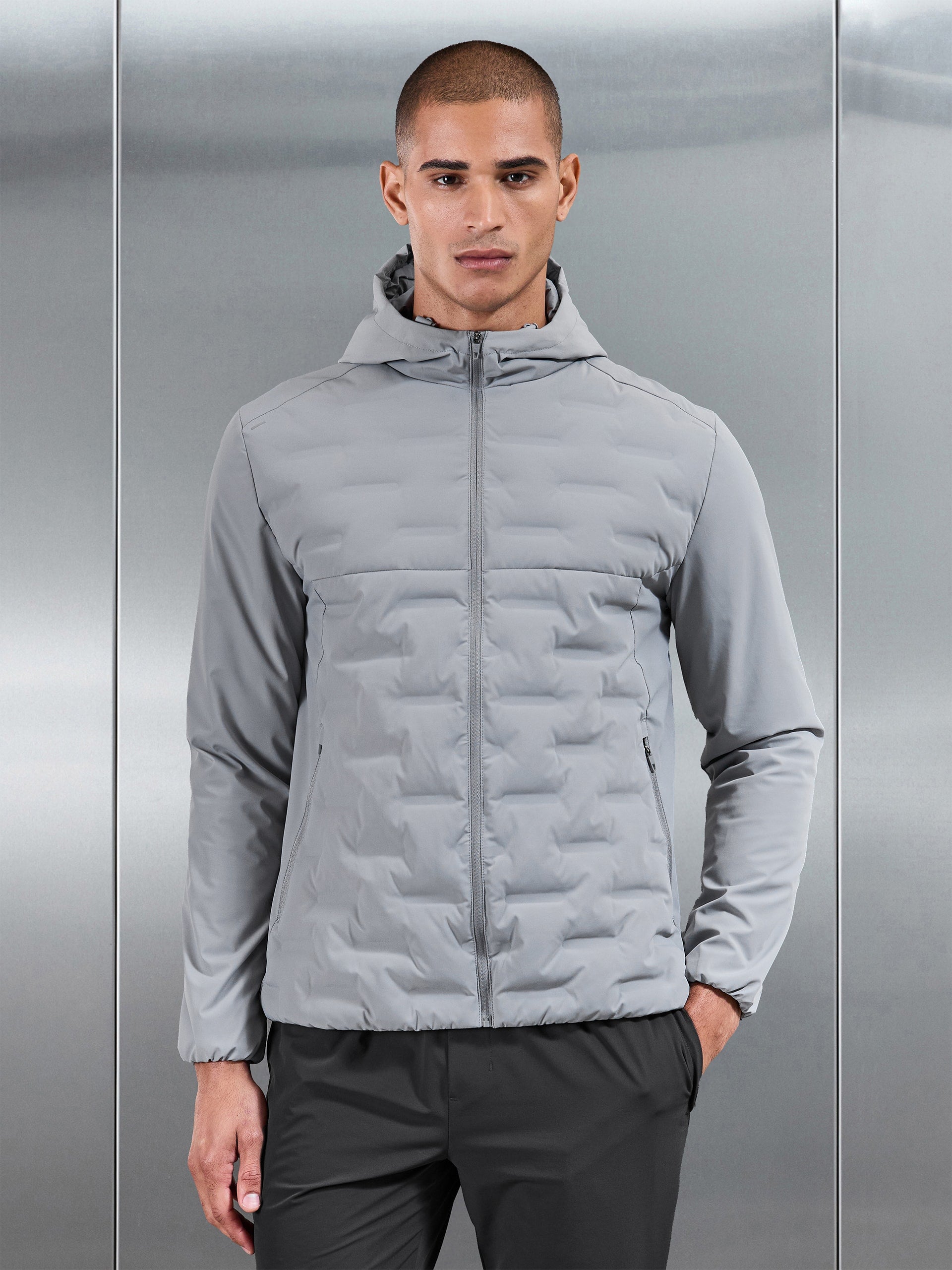 Active Quilted Windbreaker in Mid Grey