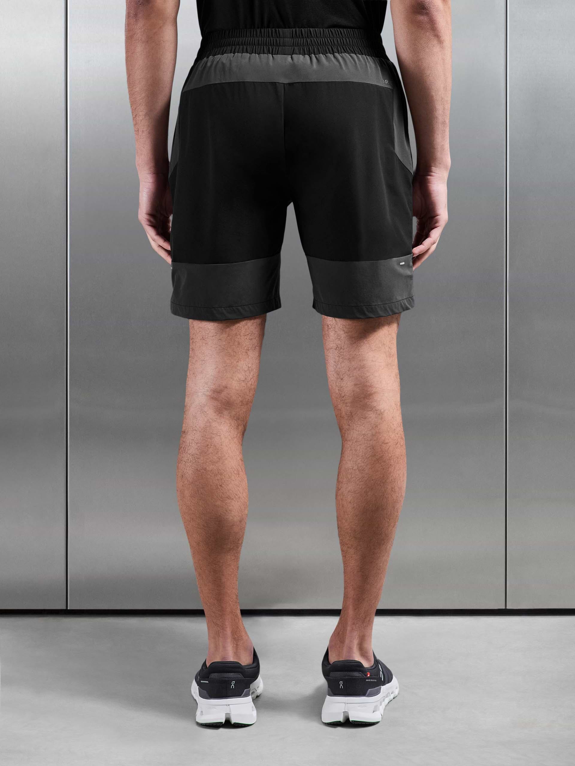 Active Colour Block Short in Black Grey