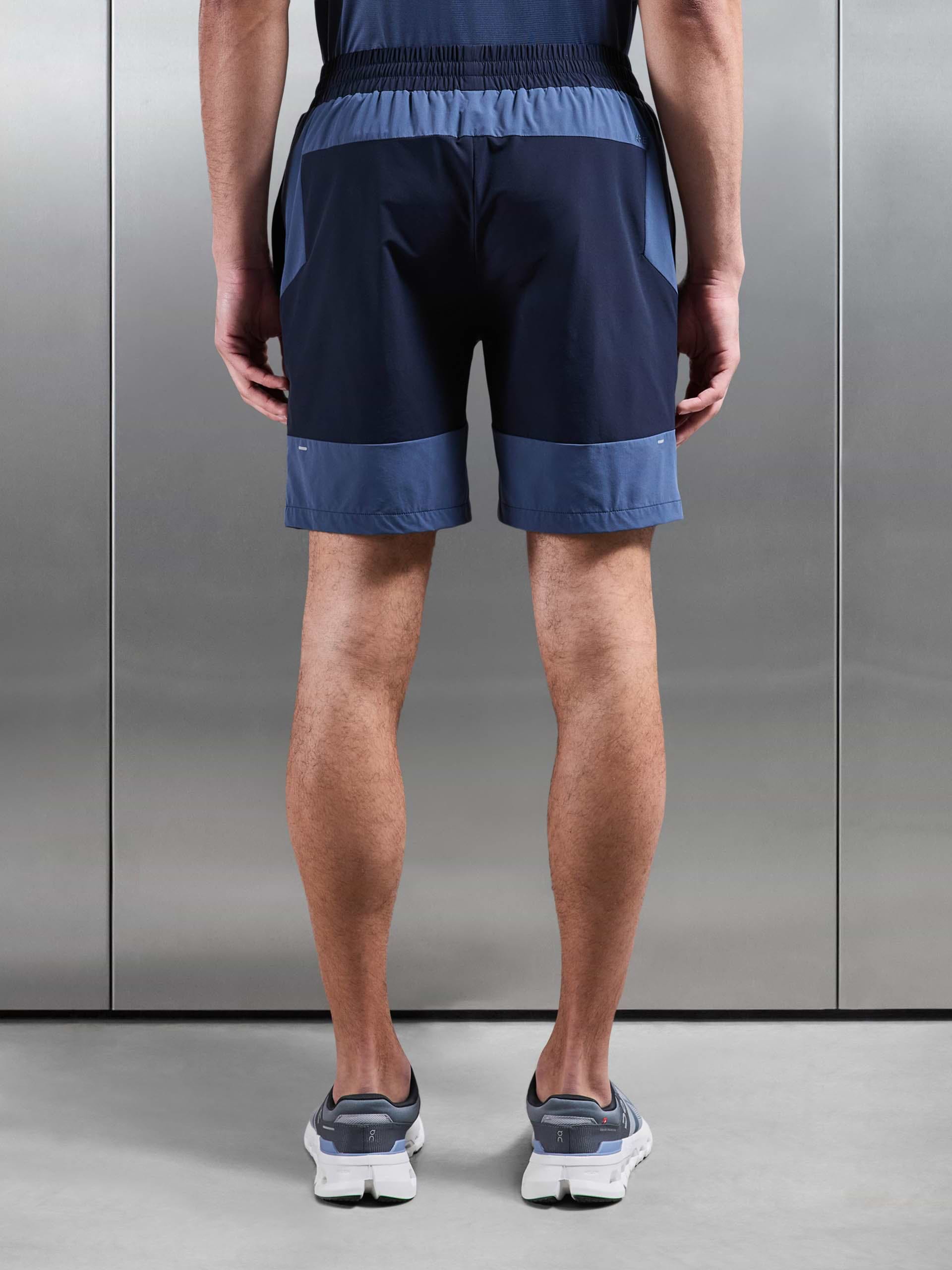 Active Colour Block Short in Navy Steel Blue