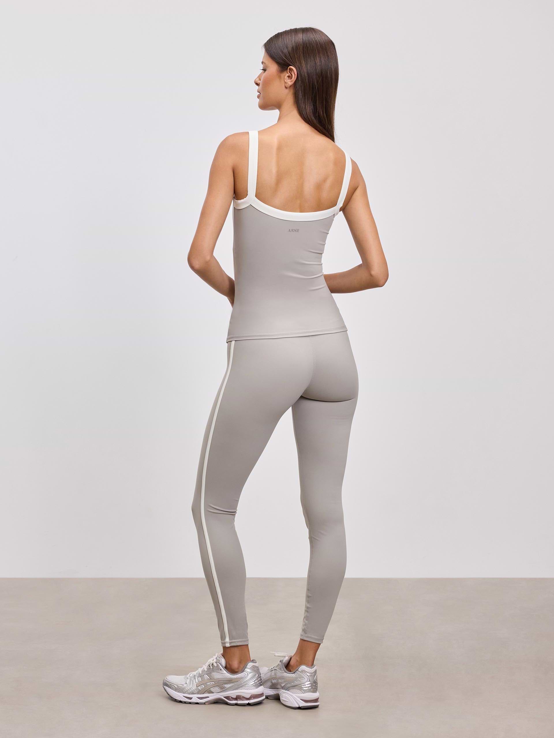 Womens Contrast Strap Active Vest in Stone
