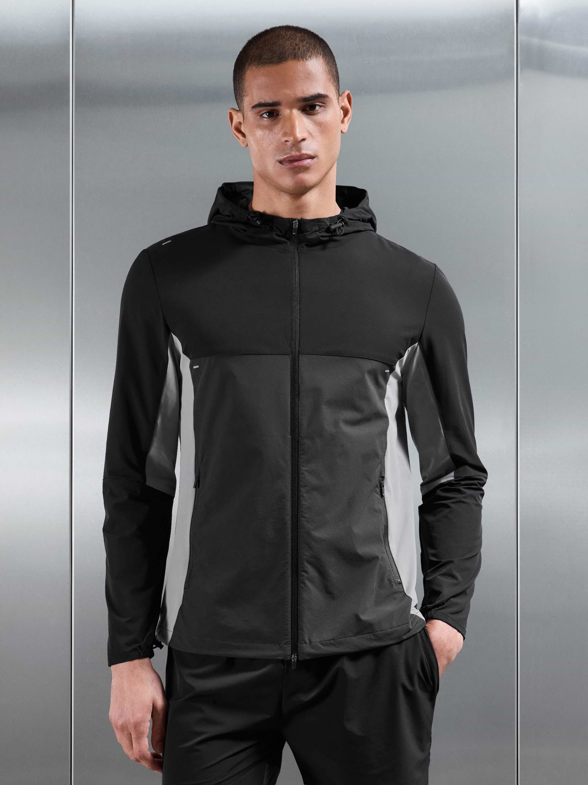 Active Colour Block Windbreaker in Black