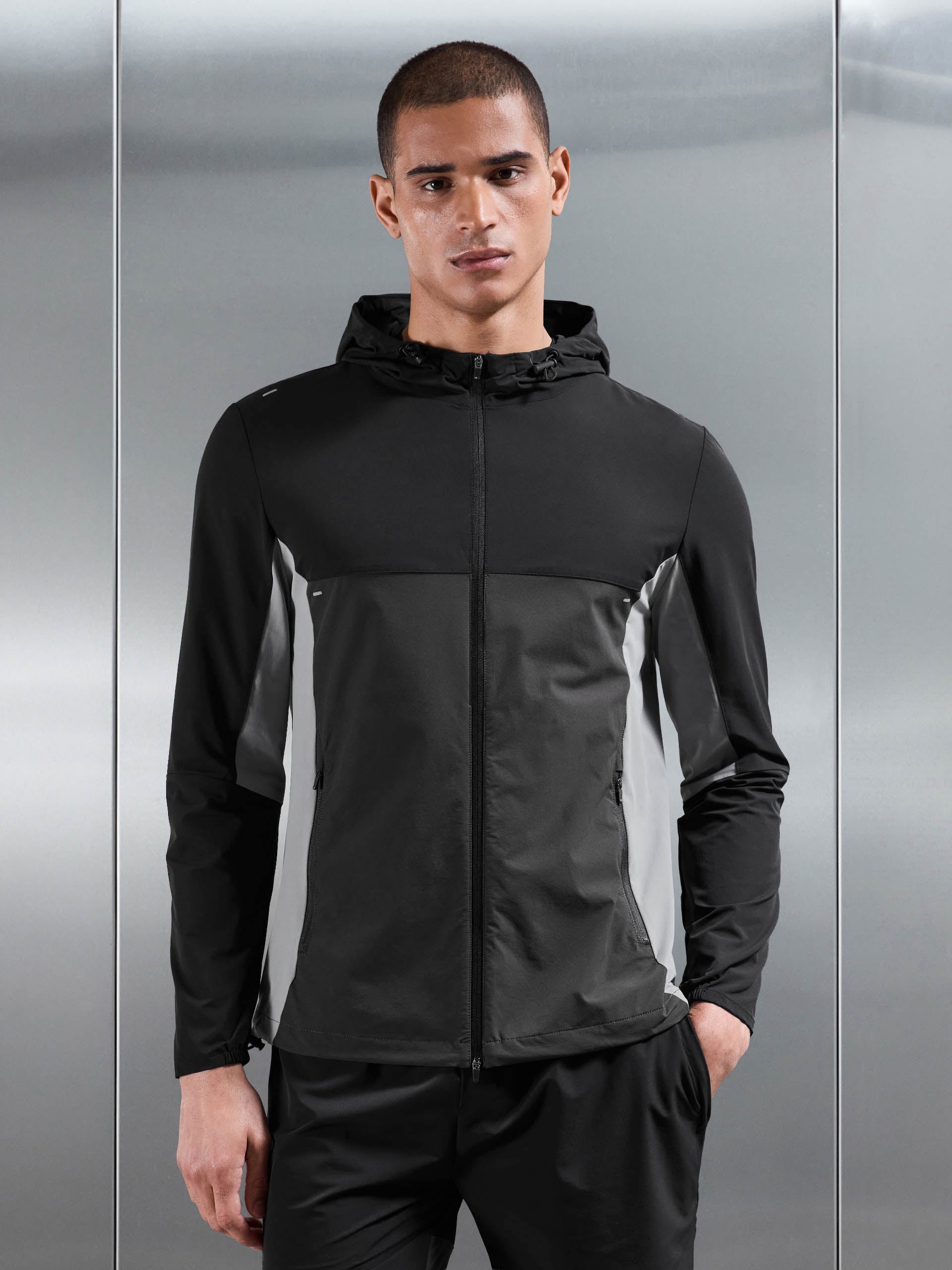 Active Colour Block Windbreaker in Black