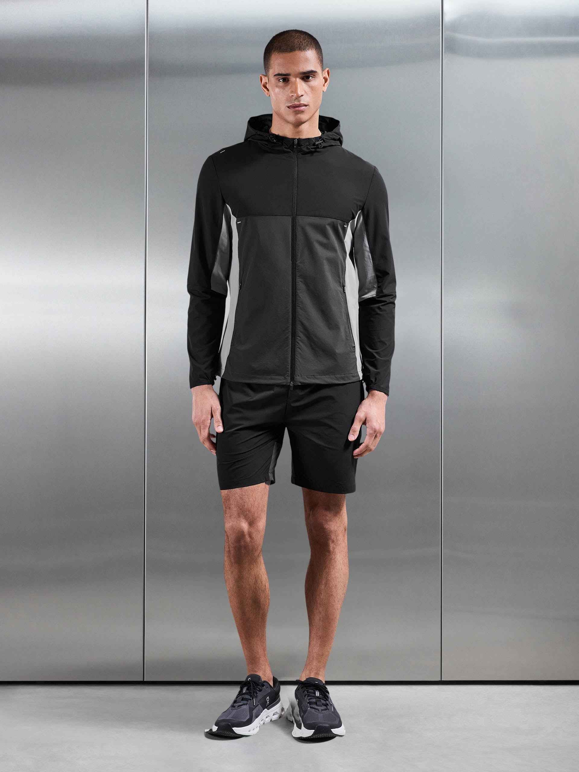 Active Colour Block Windbreaker in Black