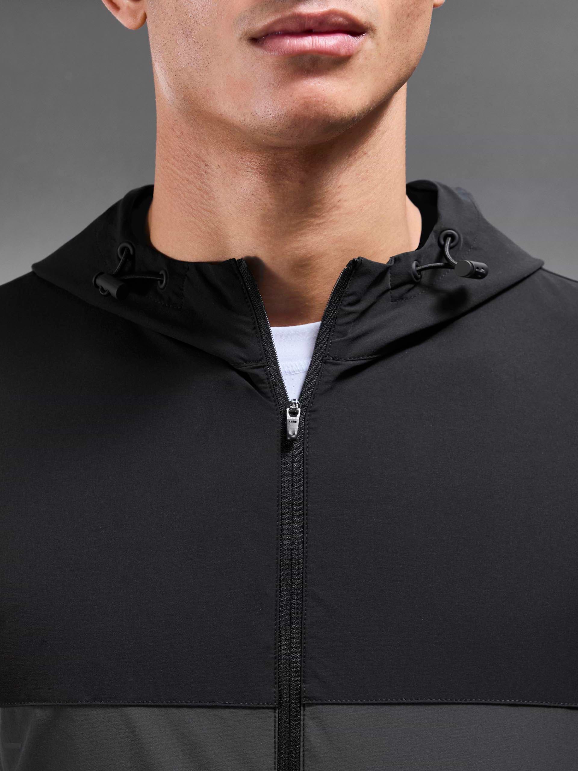 Active Colour Block Windbreaker in Black