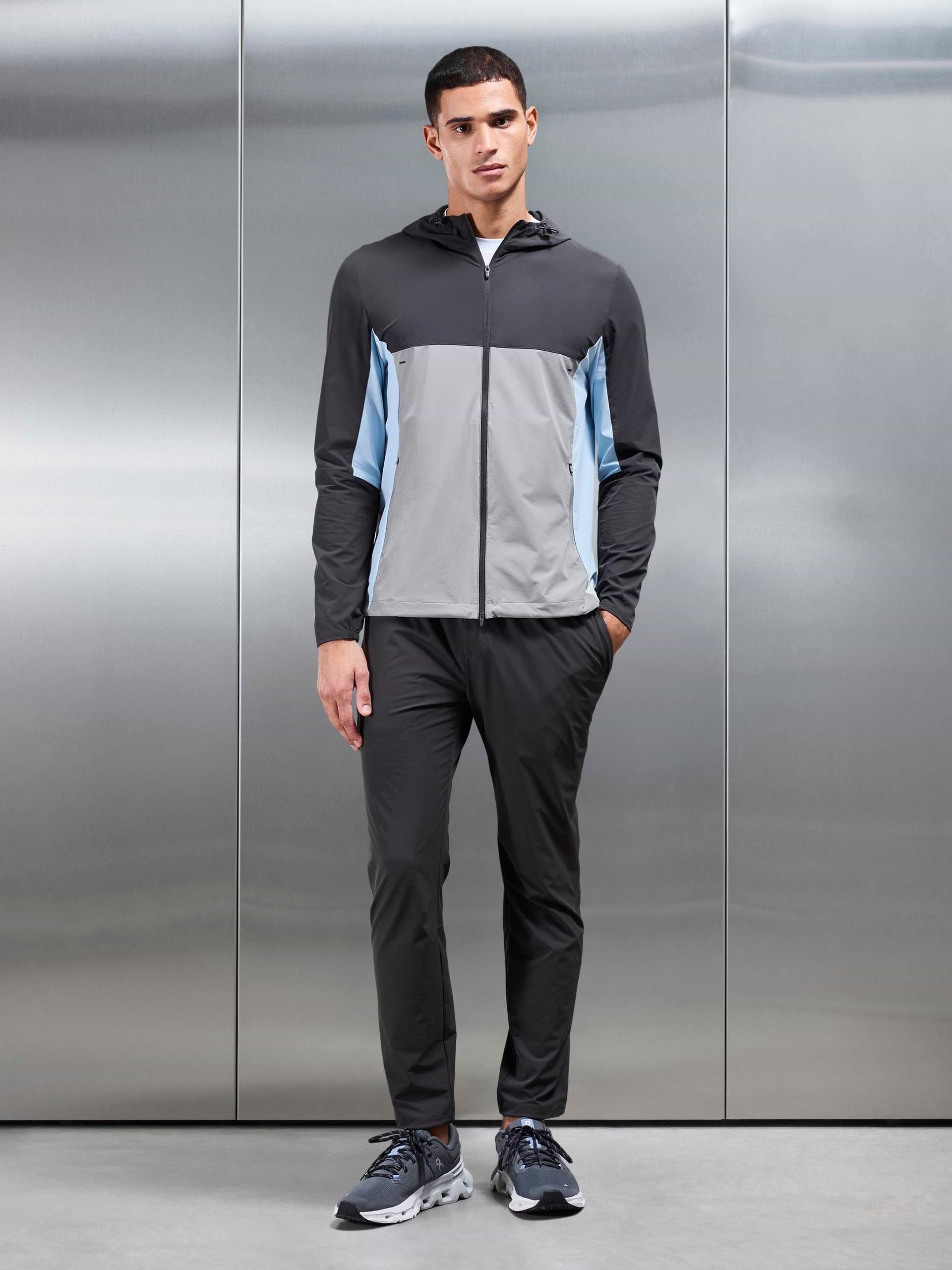 Active Colour Block Windbreaker in Mid Grey