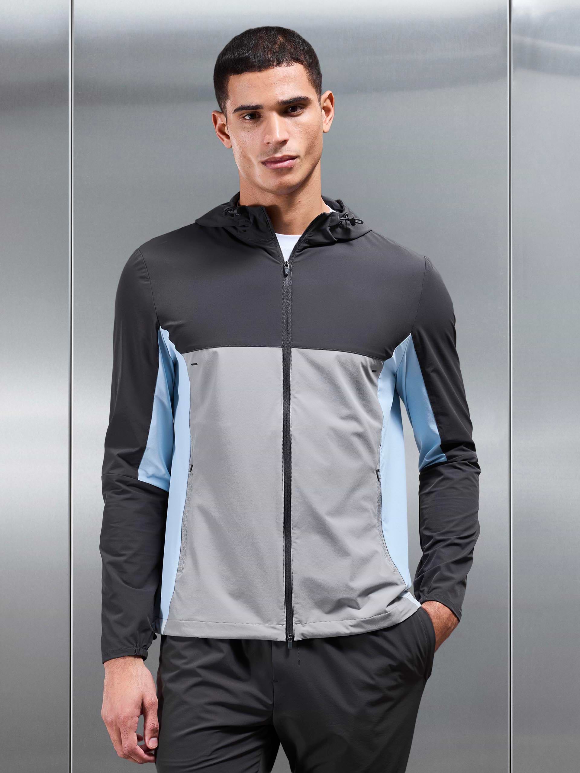 Active Colour Block Windbreaker in Mid Grey