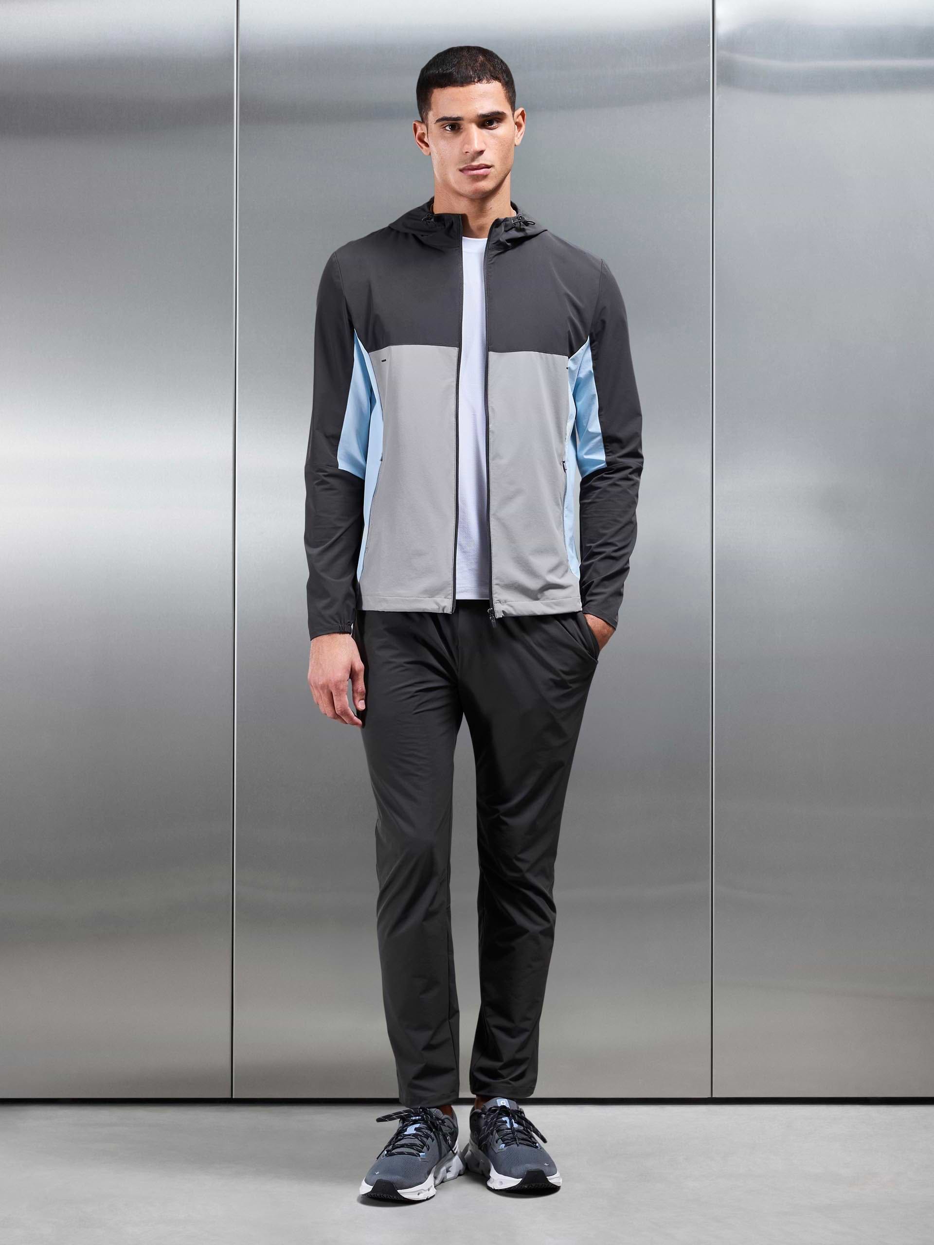 Active Colour Block Windbreaker in Mid Grey