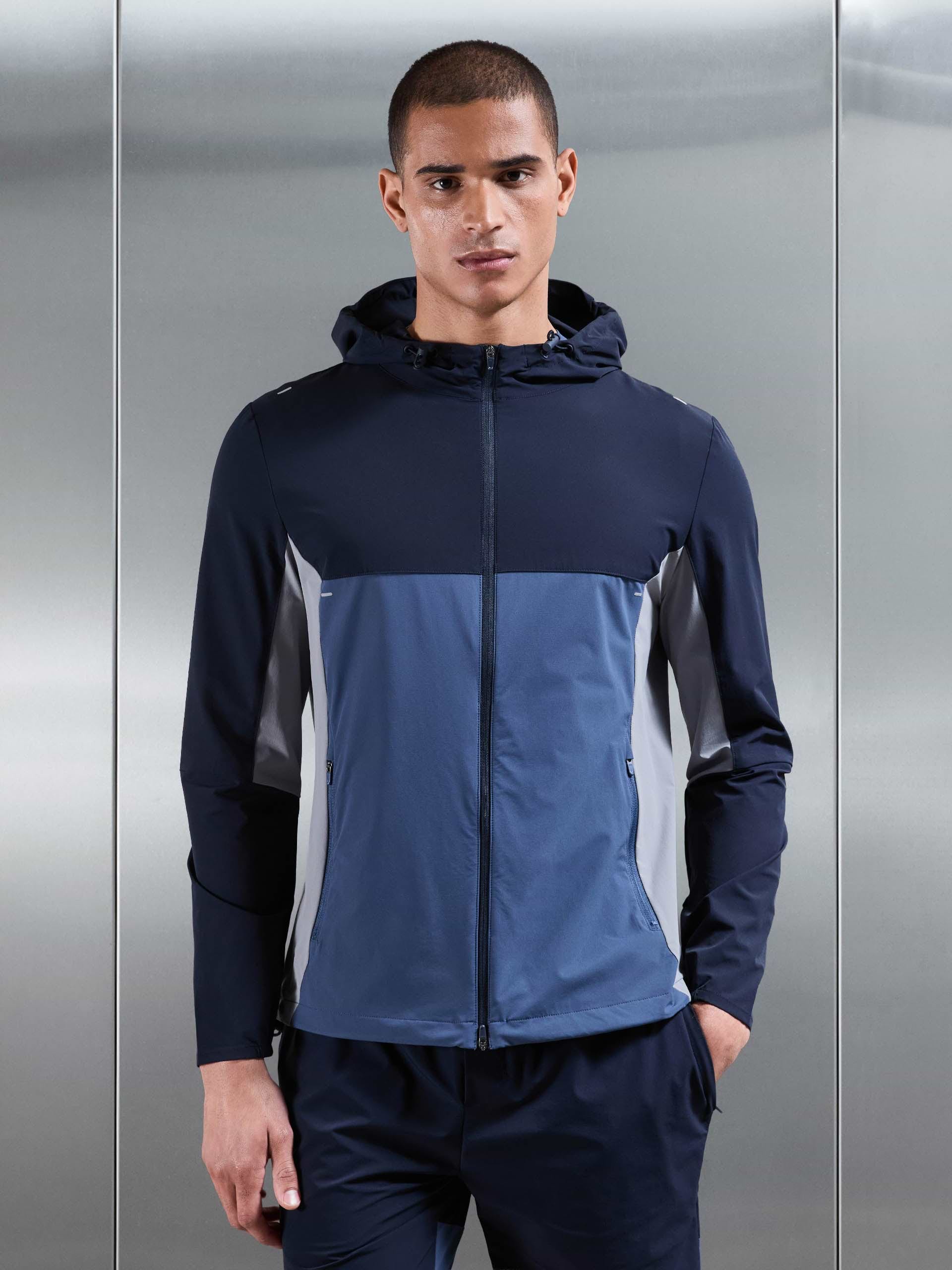 Active Colour Block Windbreaker in Navy Steel Blue
