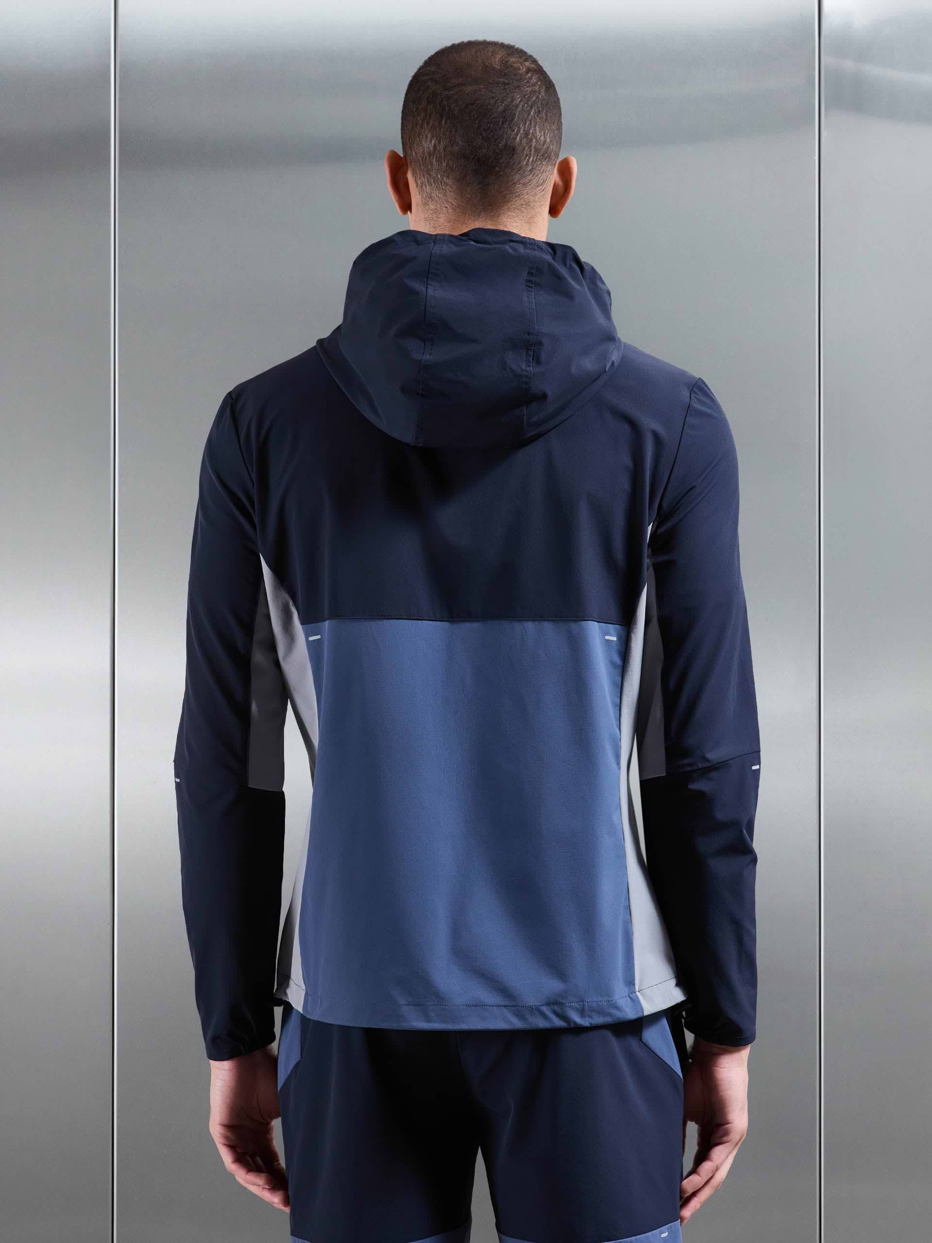 Active Colour Block Windbreaker in Navy Steel Blue