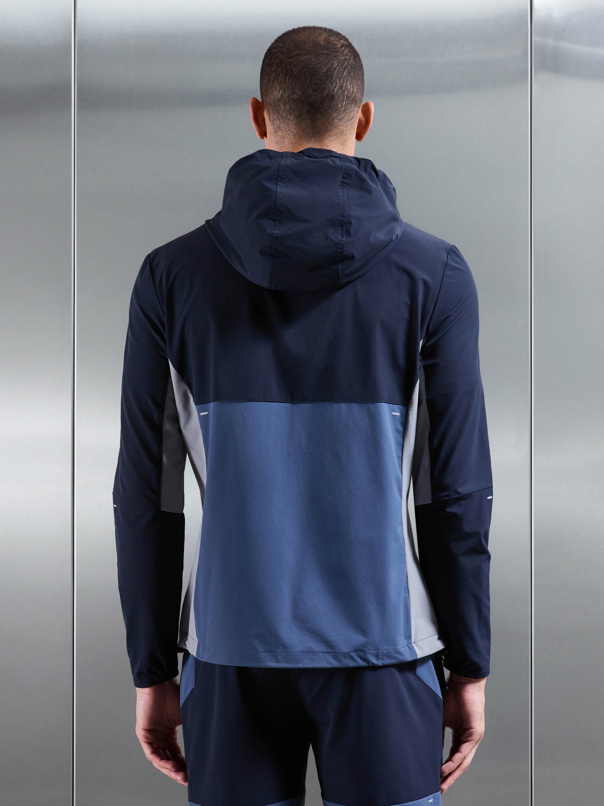 Active Colour Block Windbreaker in Navy Steel Blue