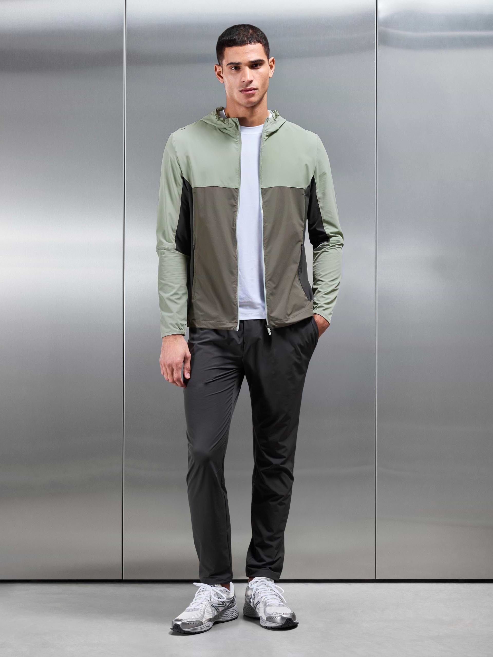 Active Colour Block Windbreaker in Olive