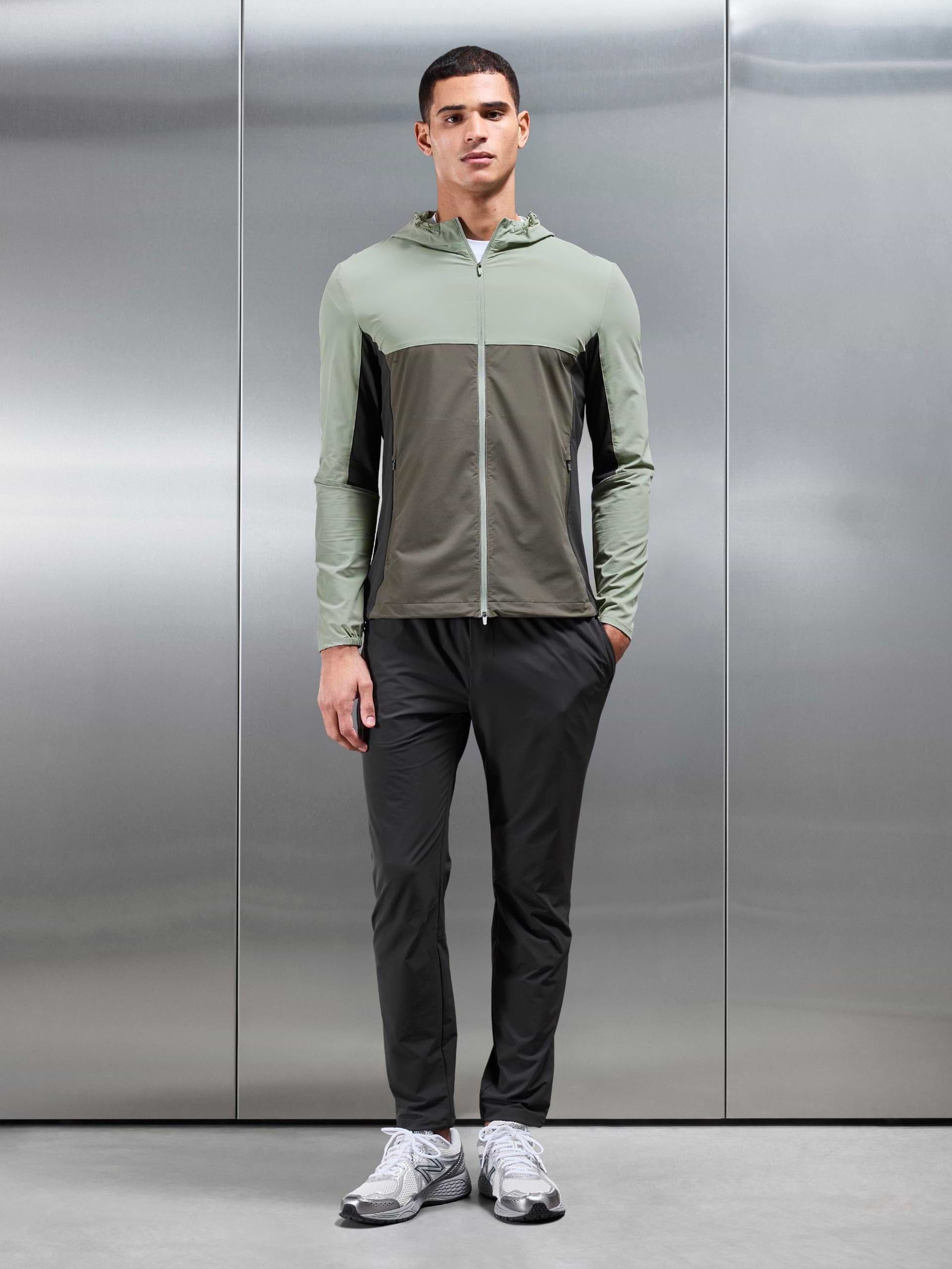 Active Colour Block Windbreaker in Olive