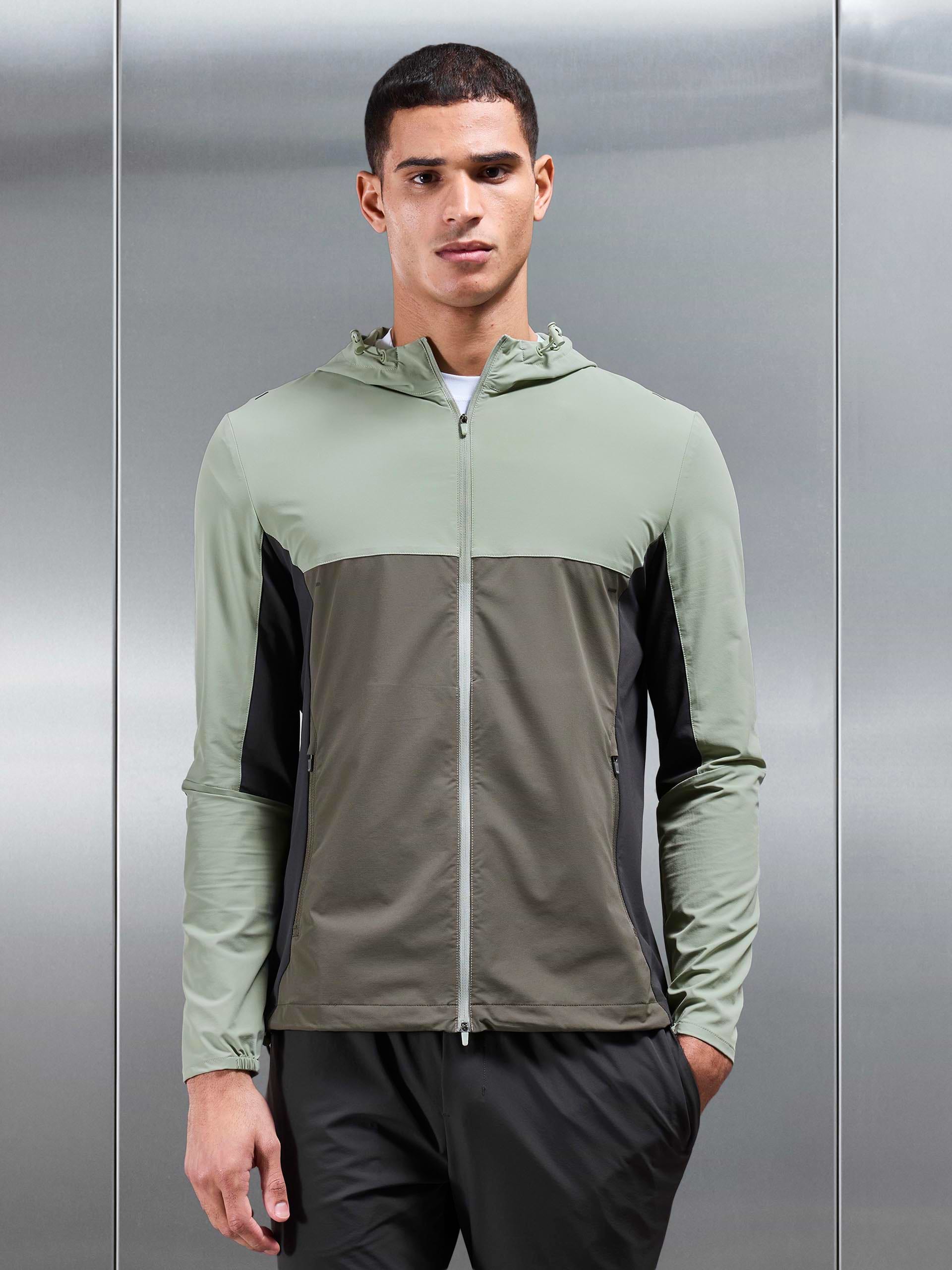 Active Colour Block Windbreaker in Olive