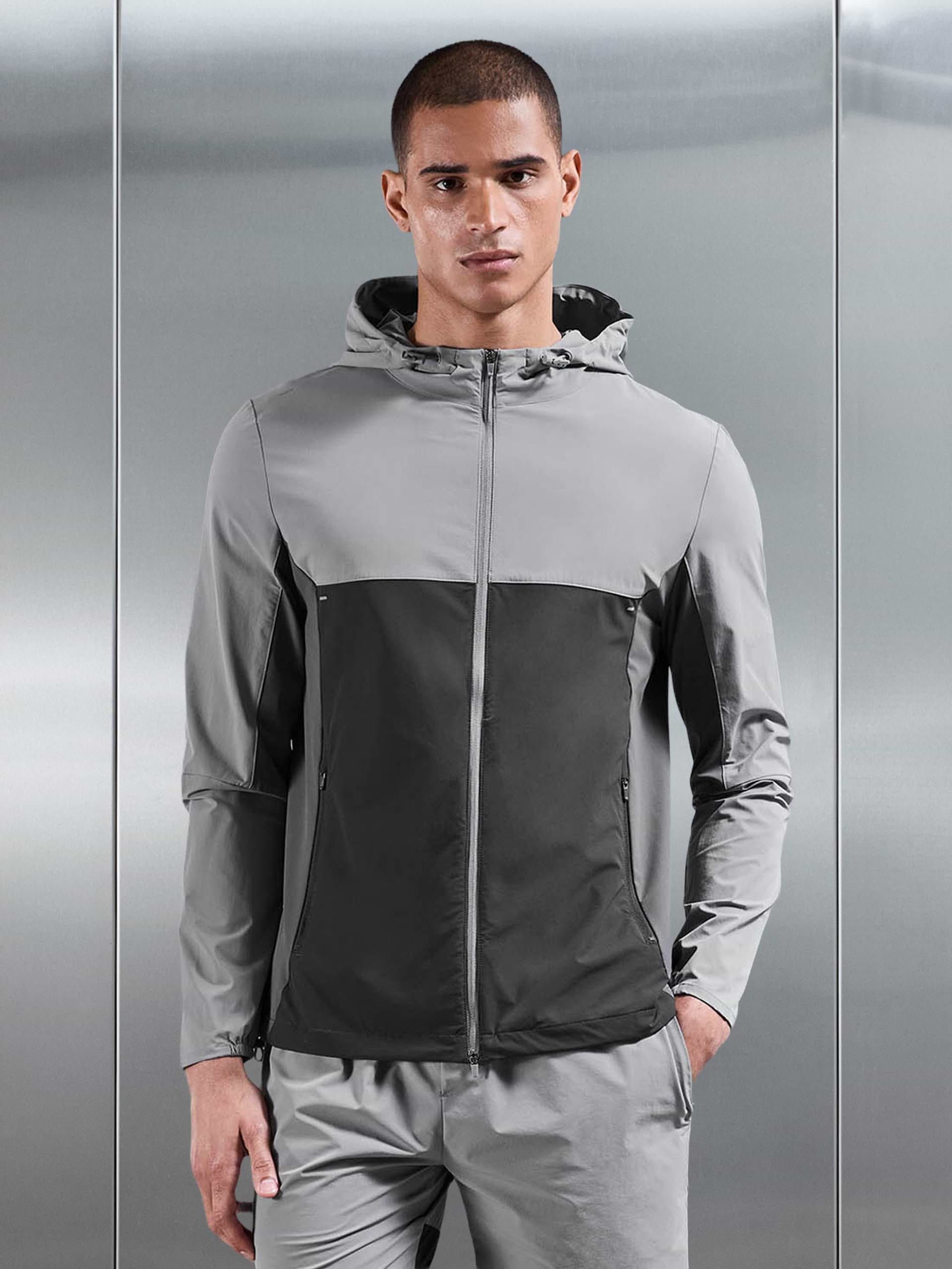 Active Colour Block Windbreaker in Mid Grey Grey